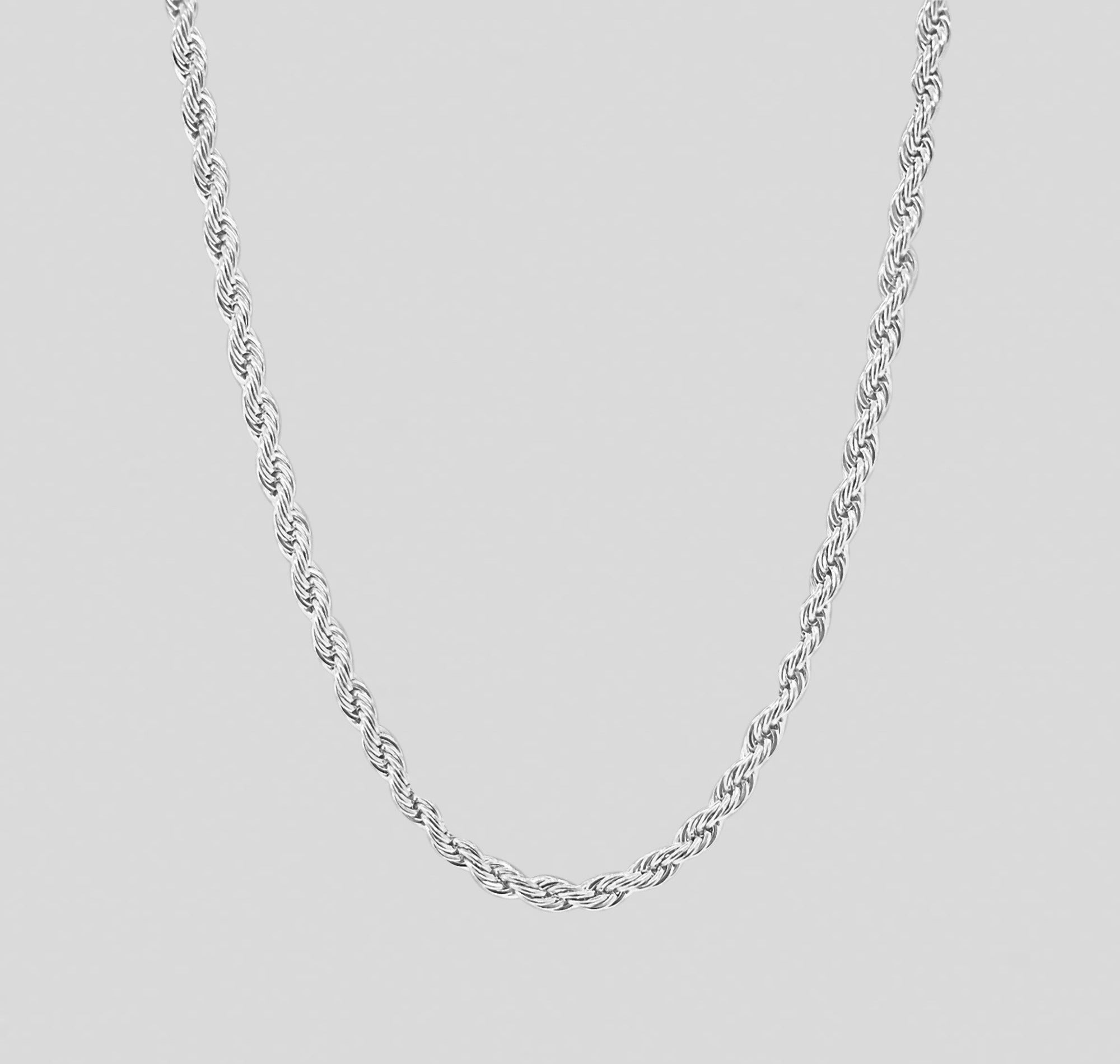 silver rope chain necklace mens waterproof jewelry
