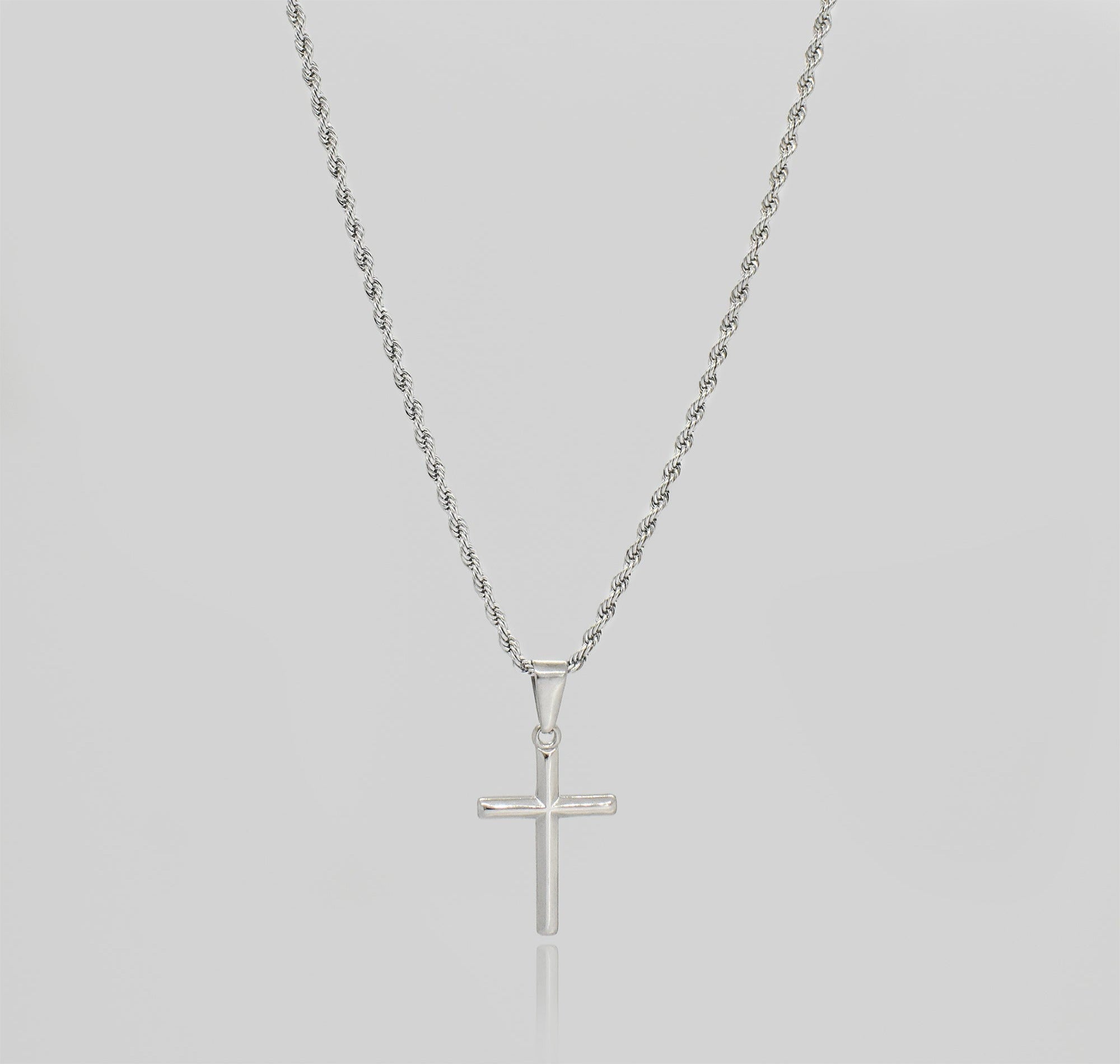 silver cross pendant necklace mens waterproof jewelry