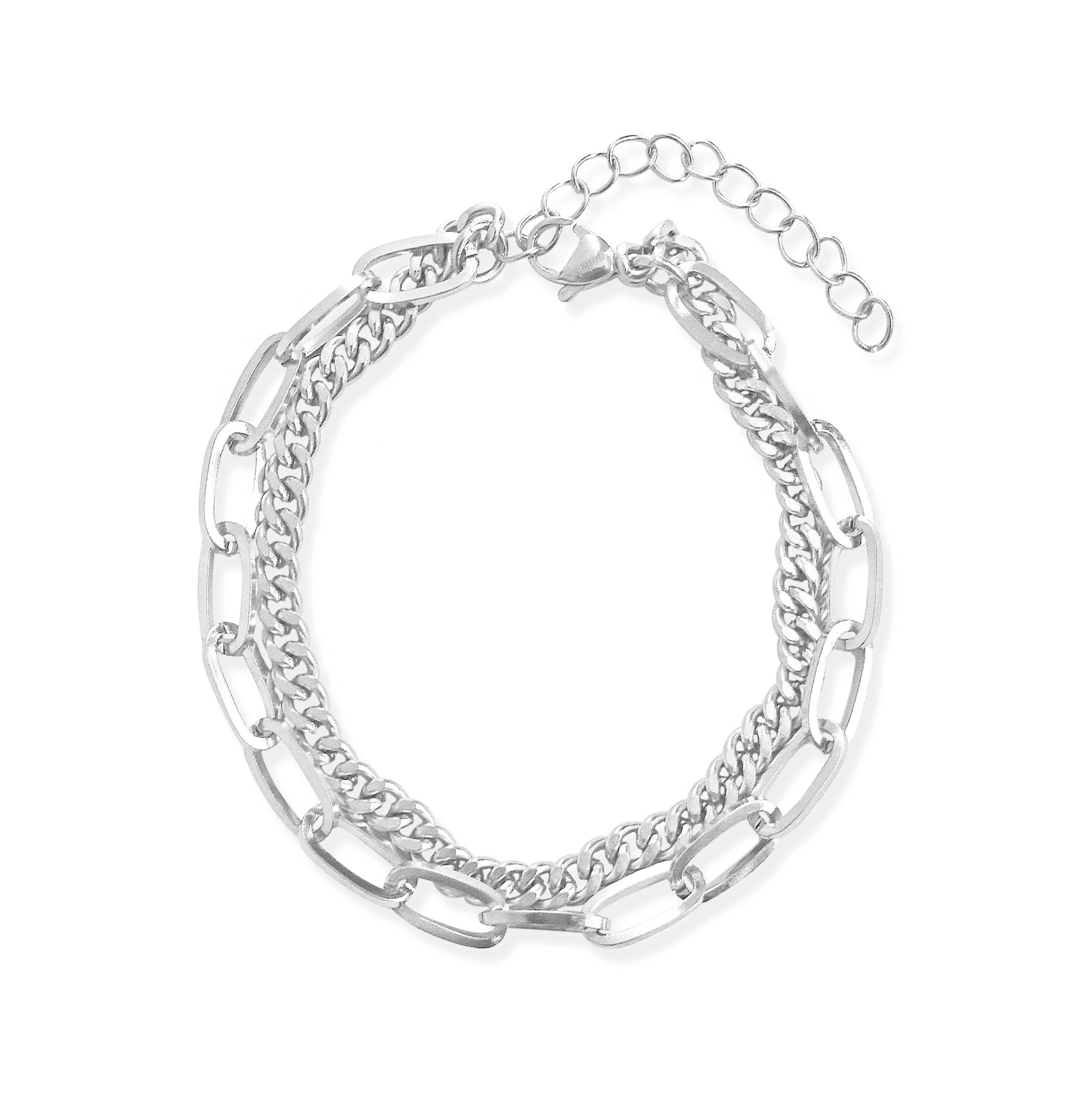 BRIGITTE SILVER DUO CHAIN BRACELET SAMPLE