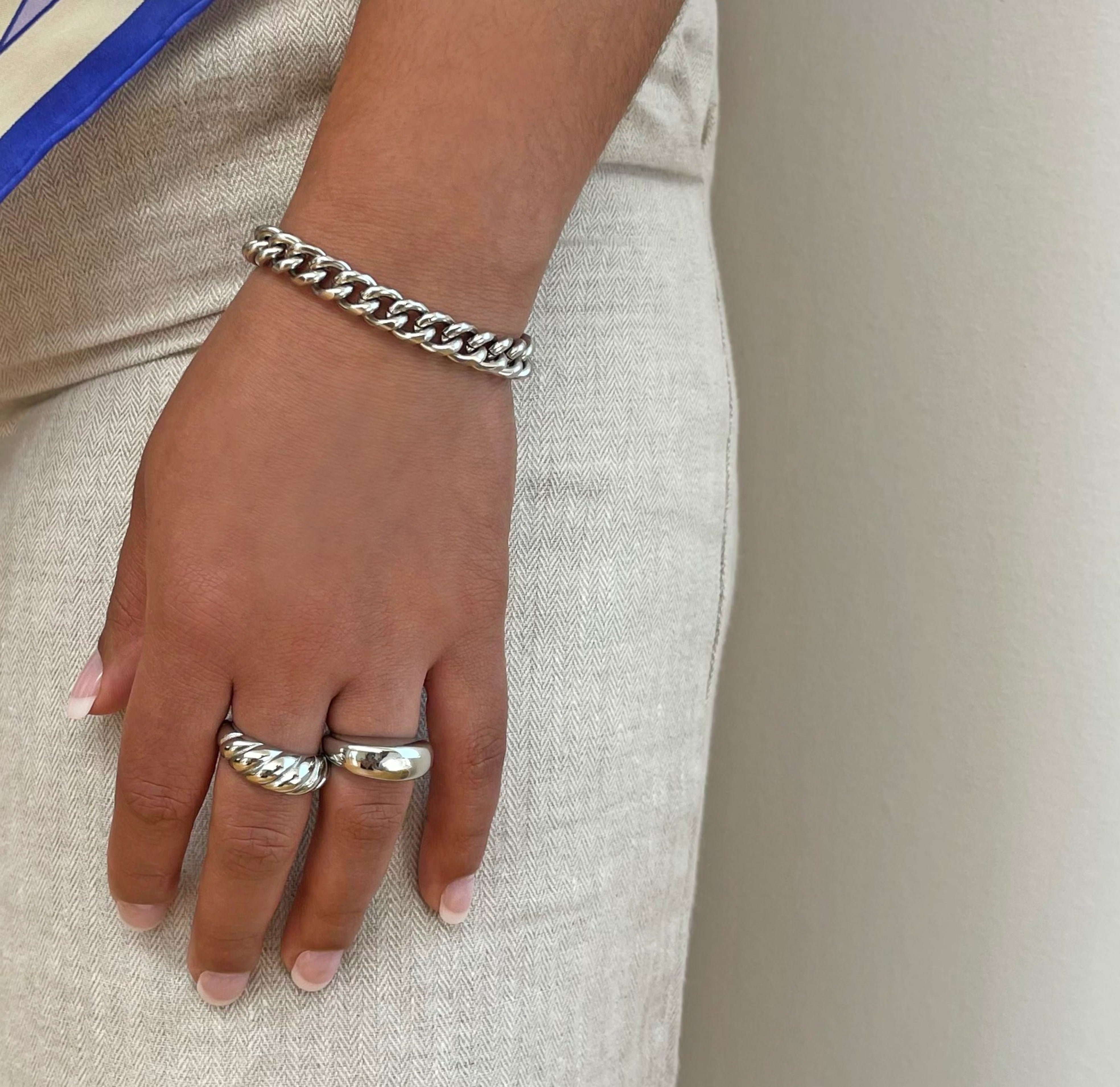 thick silver chain bracelet waterproof jewelry