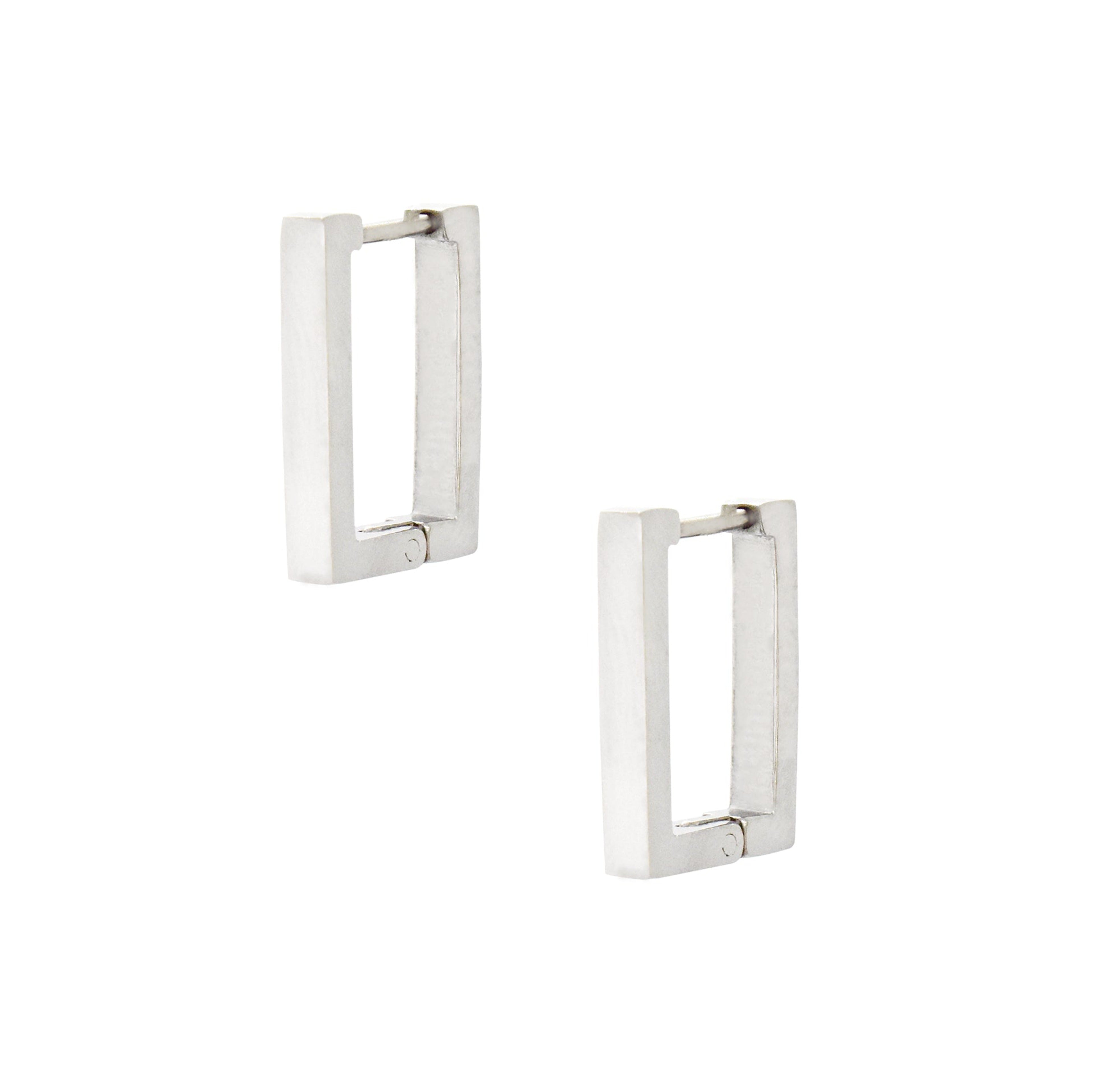 silver square huggie earrings waterproof jewelry