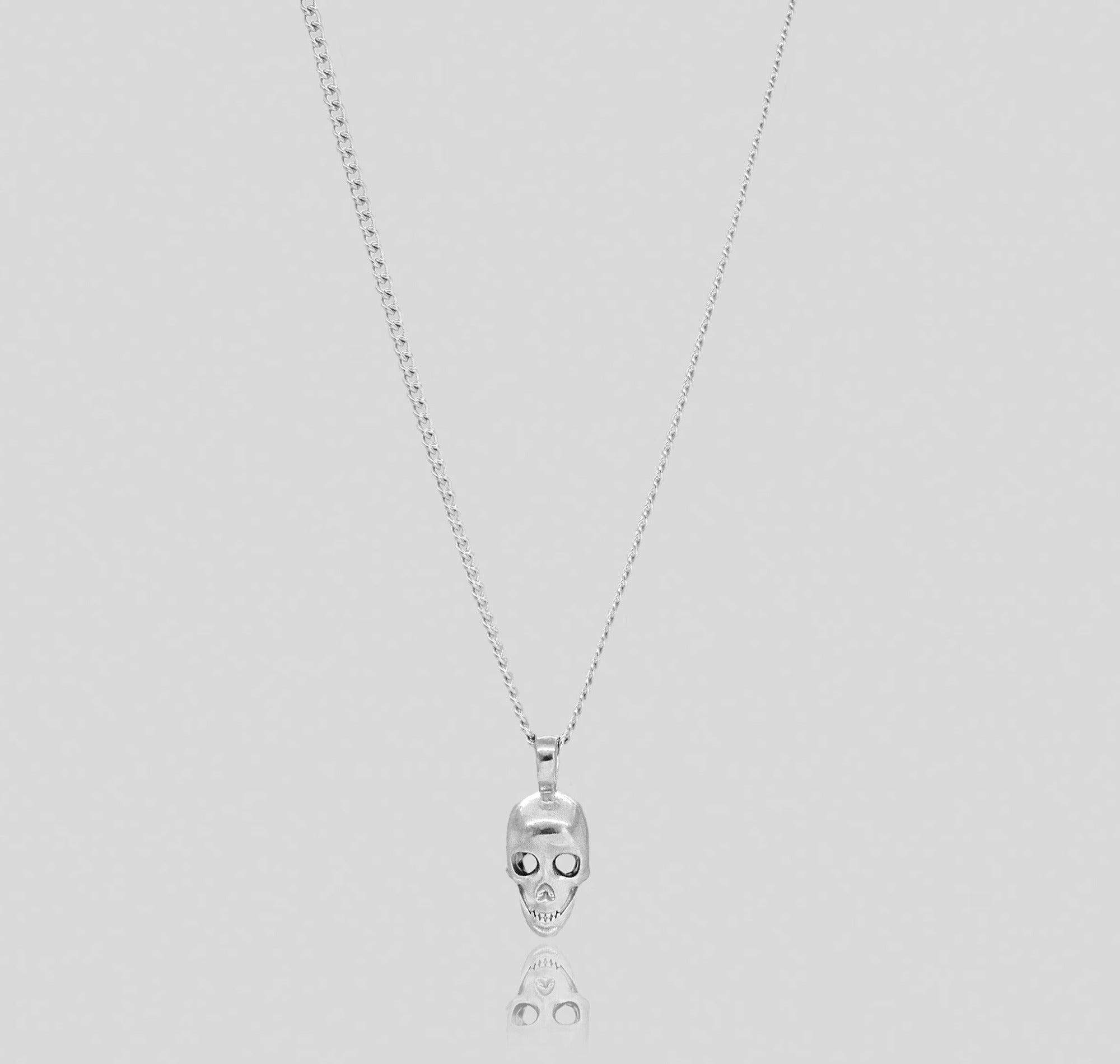silver skull pendant necklace mens waterproof jewelry
