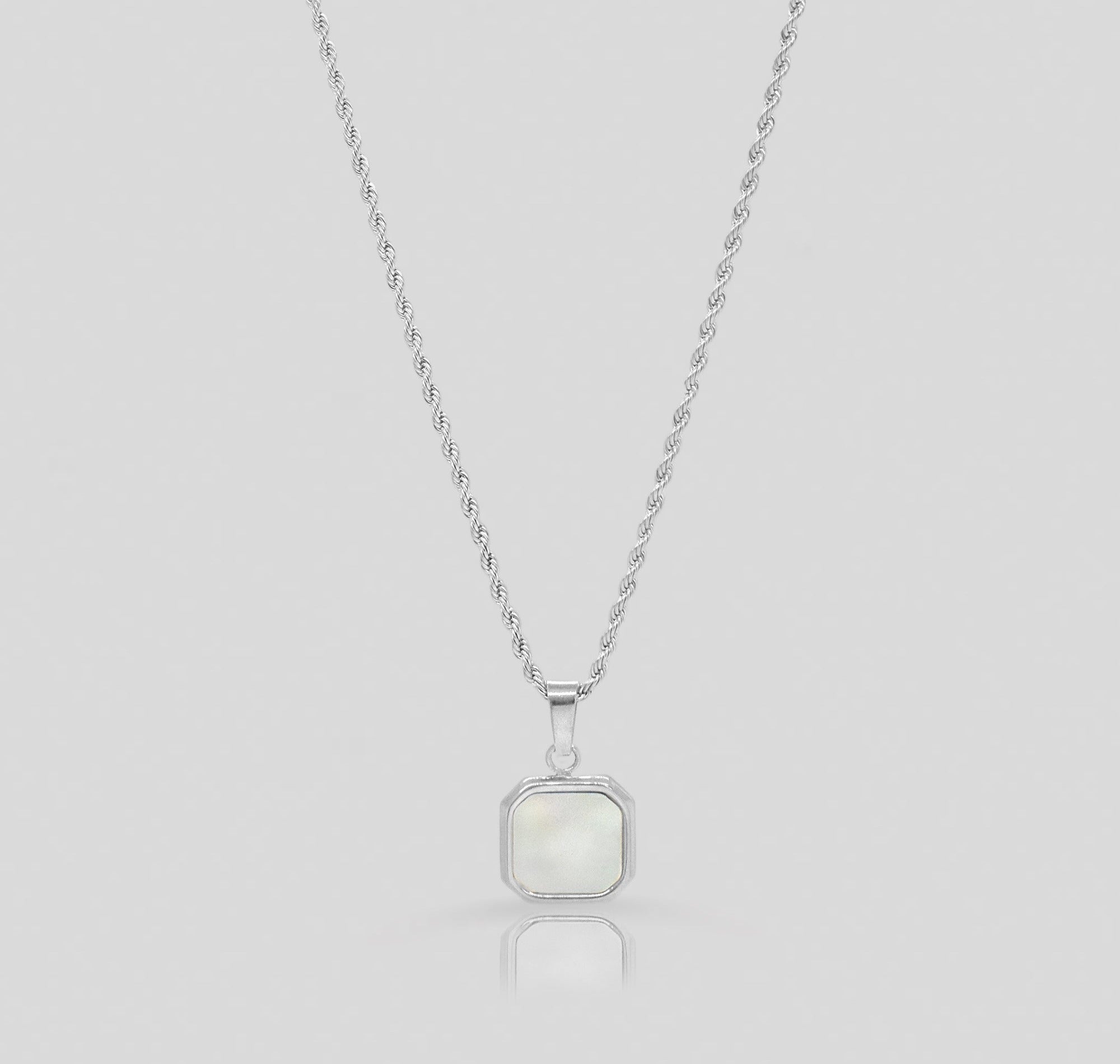 silver pearl pendant necklace mens waterproof jewelry