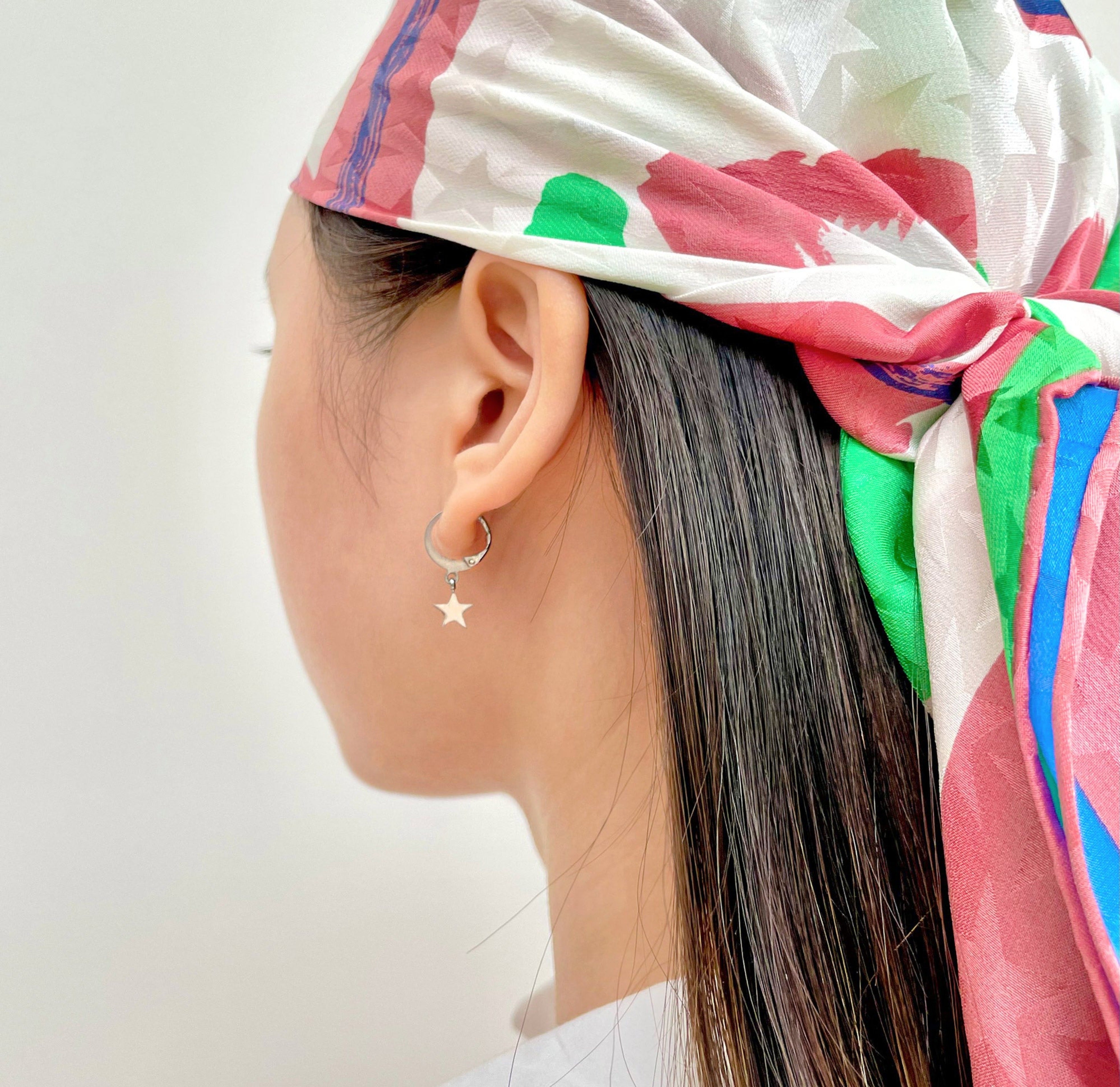 silver star huggie earrings waterproof jewelry