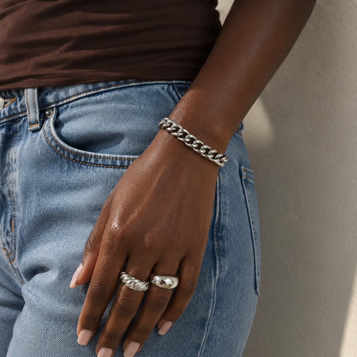 MASON SILVER CUBAN CHAIN BRACELET - SILVER