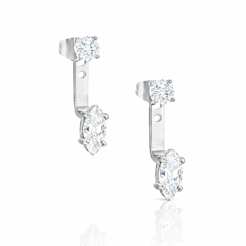 silver marquise diamond ear jacket waterproof jewelry