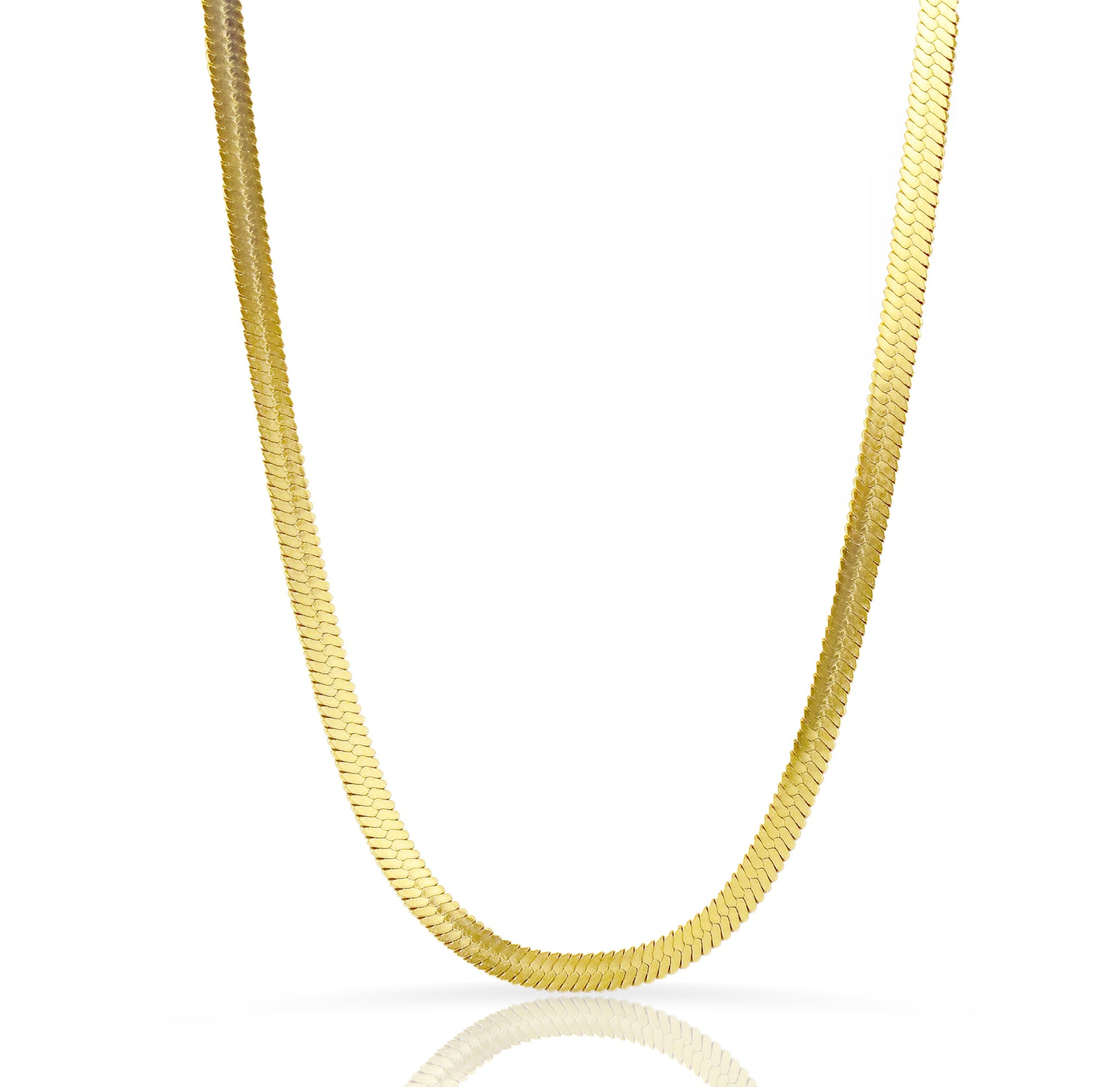 gold snake chain necklace herringbone waterproof jewelry