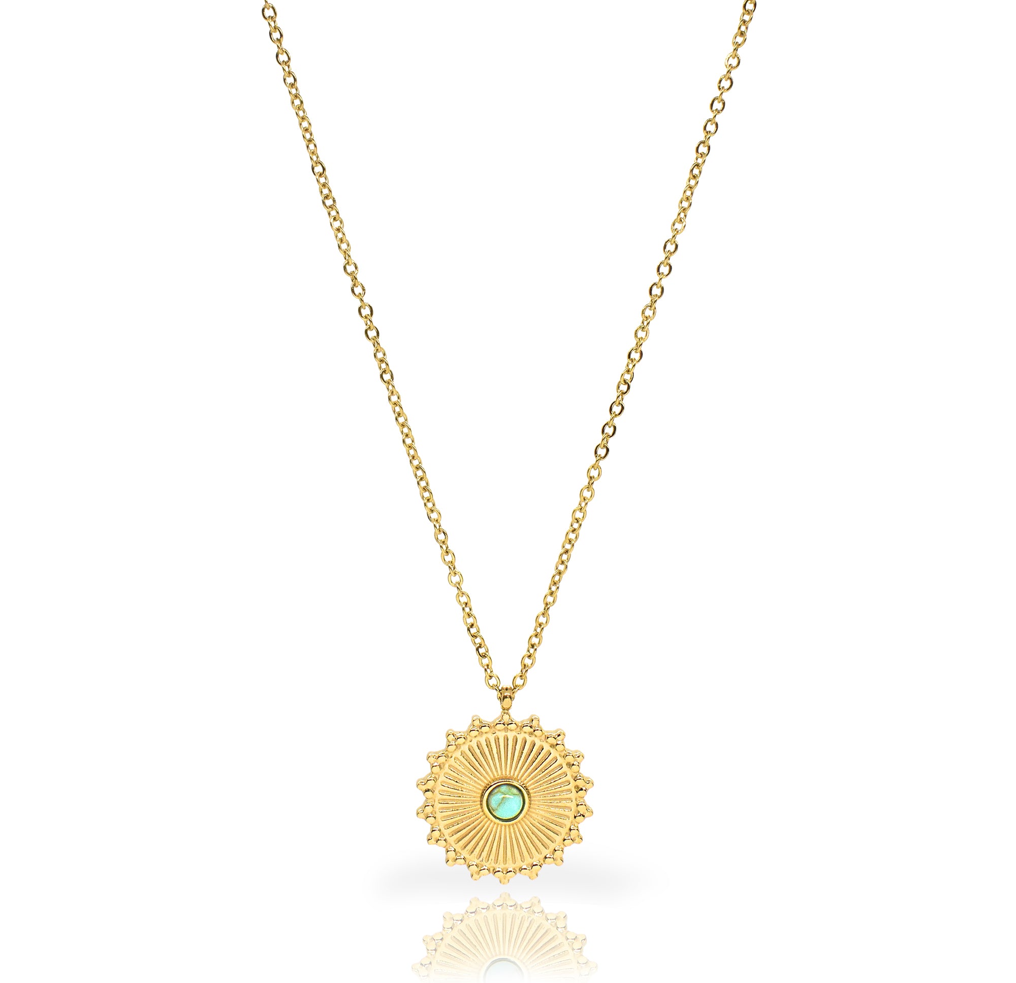 SASHA GOLD TURQUOISE SUN  PENDANT NECKLACE