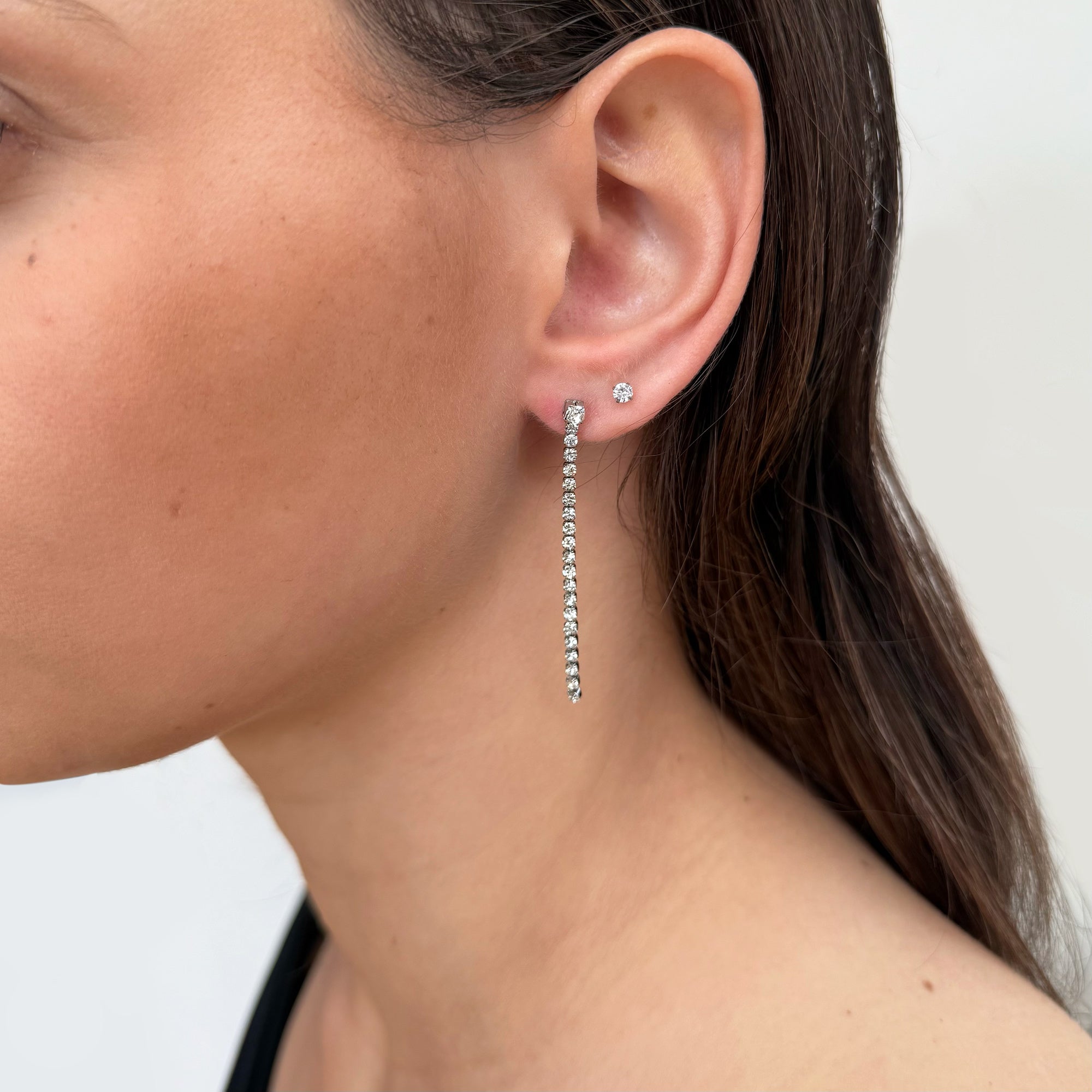 SKYLER SILVER TENNIS DROP EARRINGS SAMPLE
