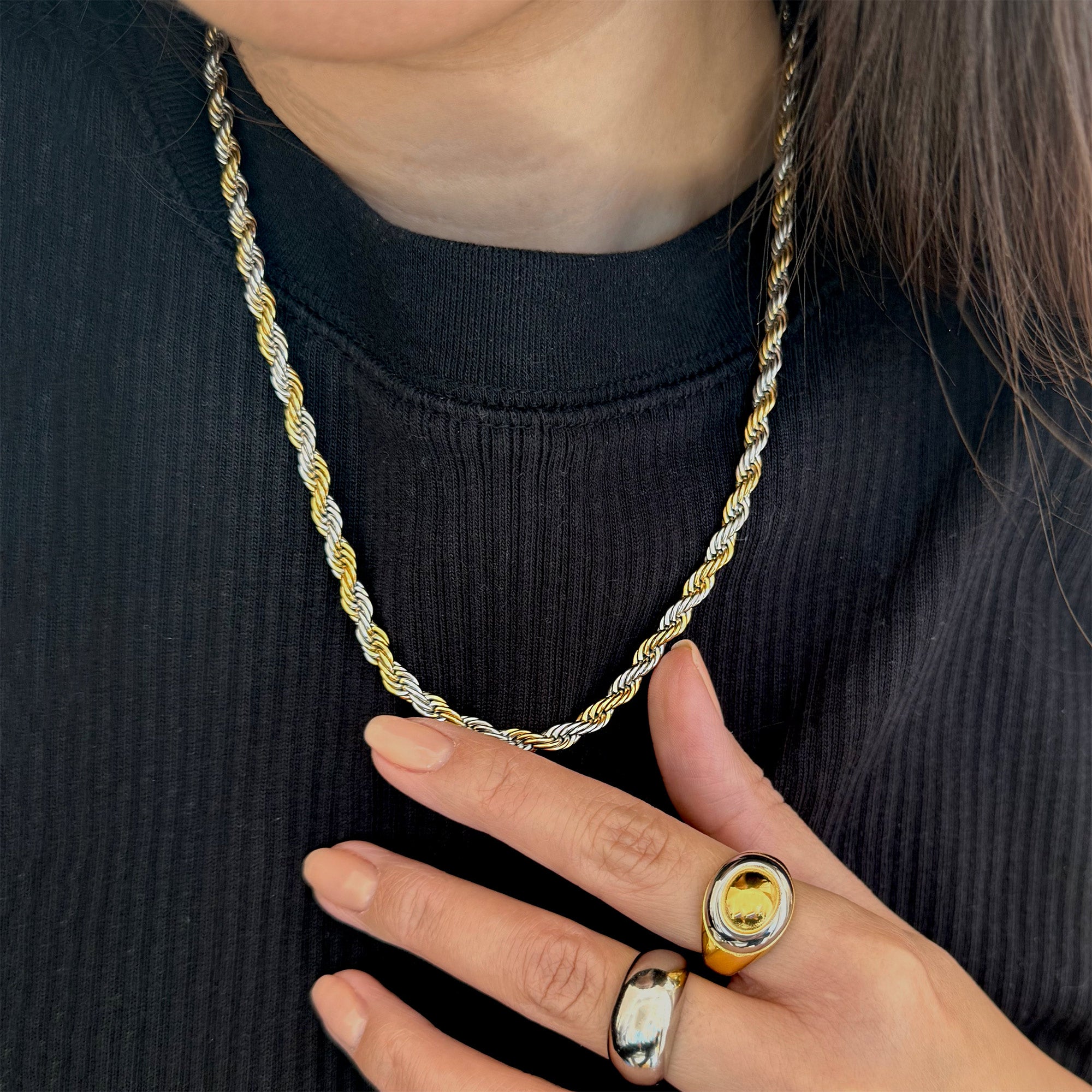 RONNIE TWO TONED ROPE CHAIN NECKLACE SAMPLE