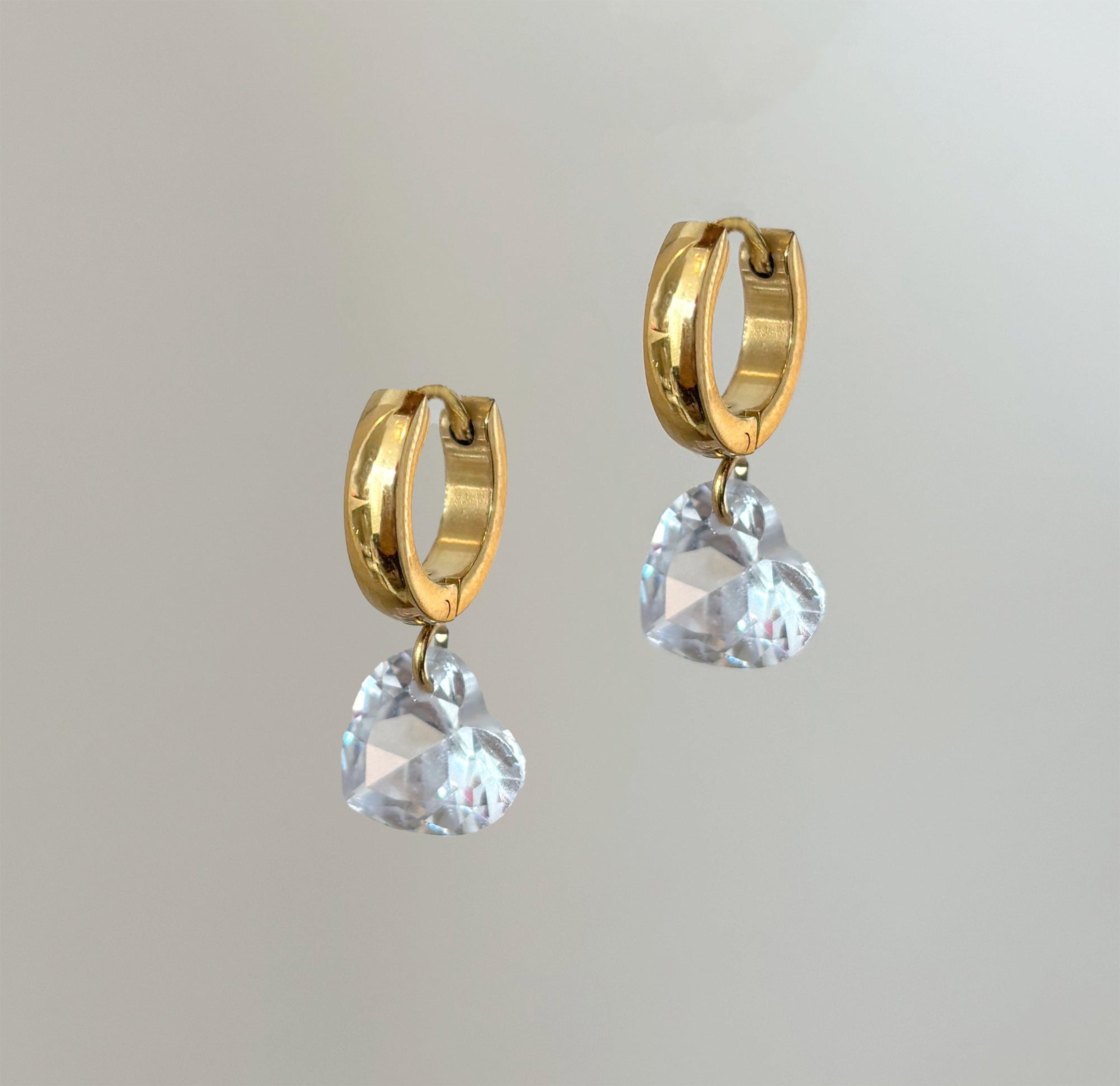 waterproof jewelry heart gold hoop earrings