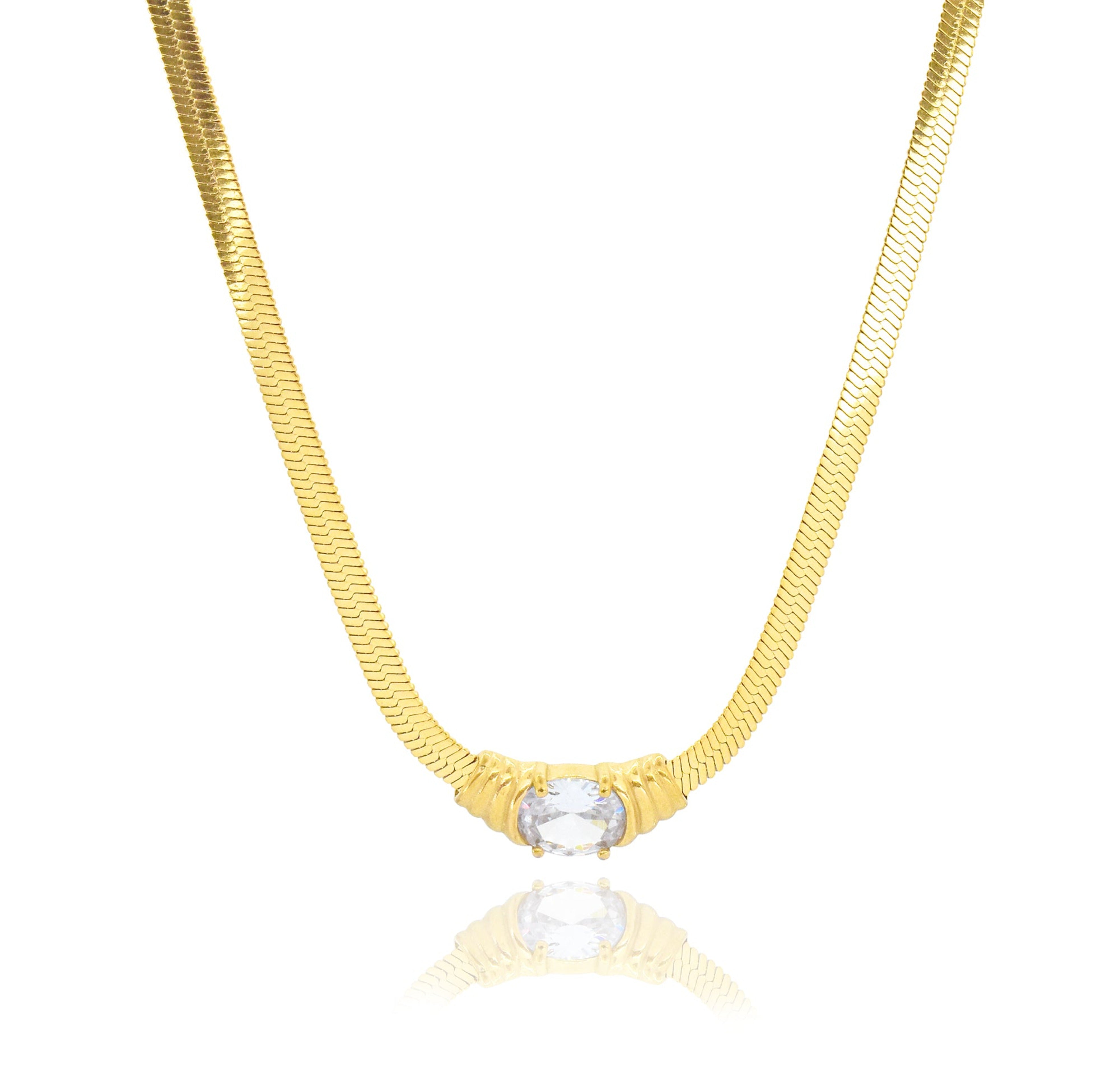gold jewel snake chain waterproof necklace