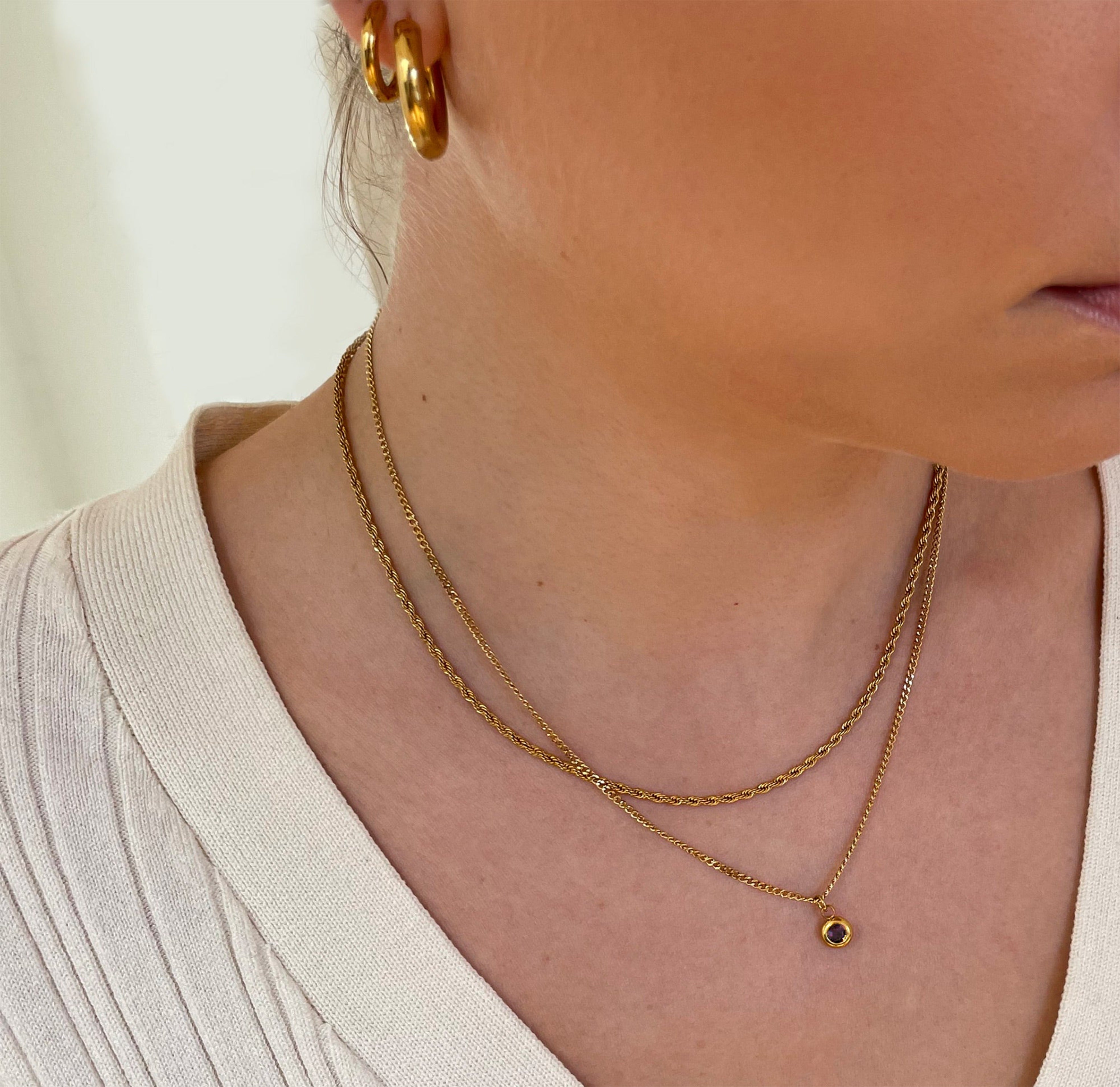 gold dainty necklace water resistant jewelry