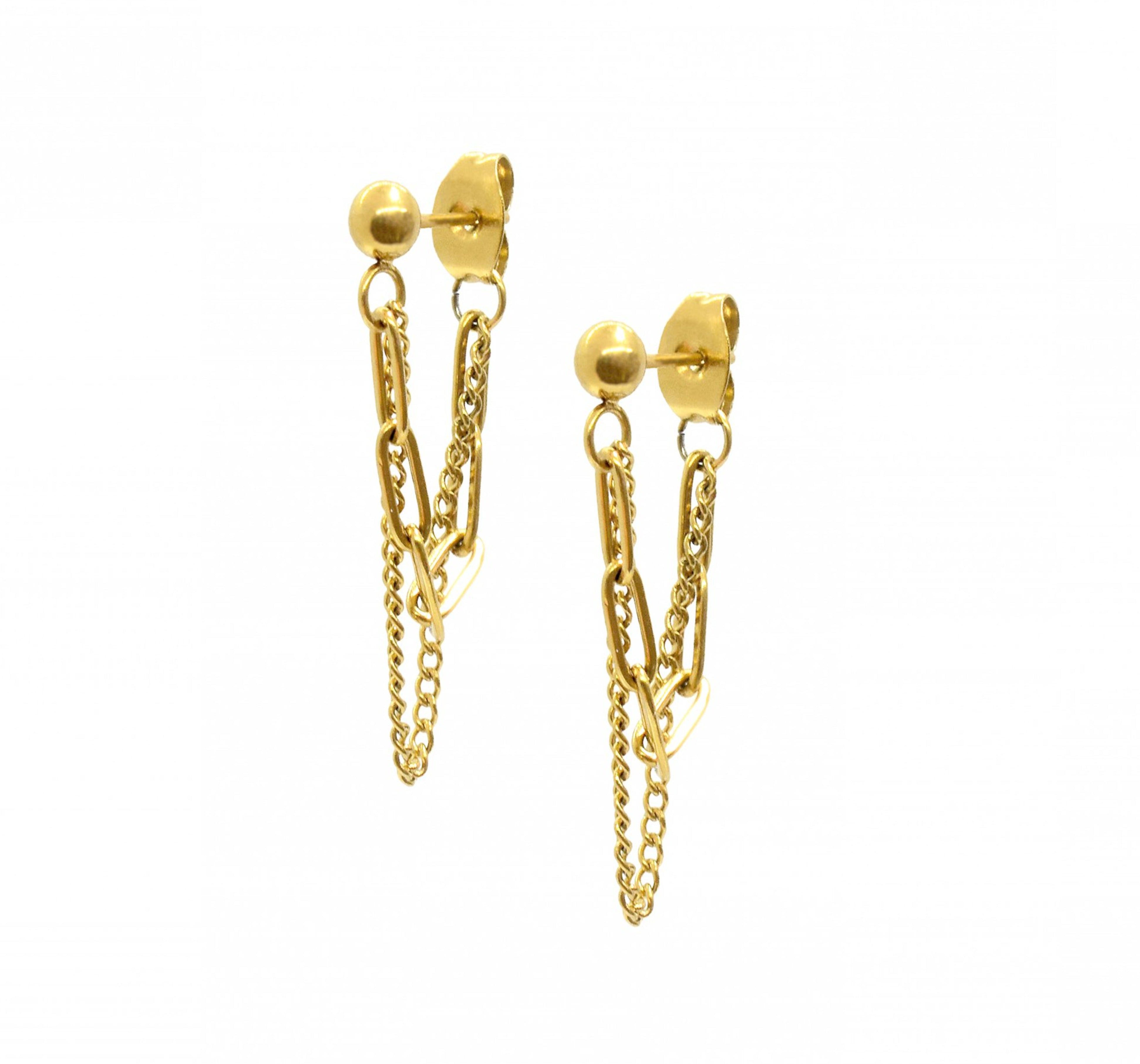 REYNA GOLD DUO LOOP CHAIN EARRINGS