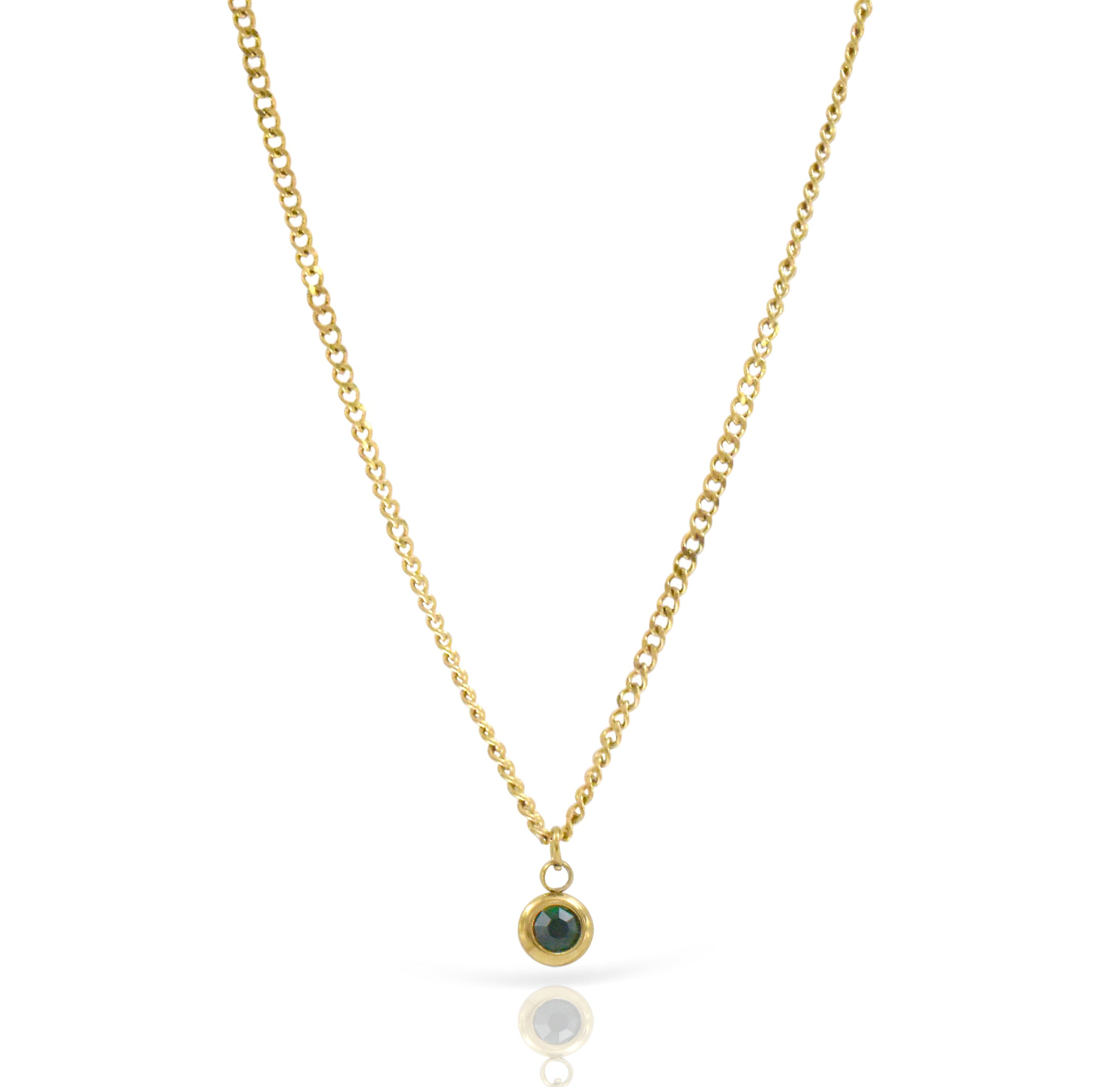 EMERALD BIRTHSTONE NECKLACE WATER RESISTANT JEWELRY