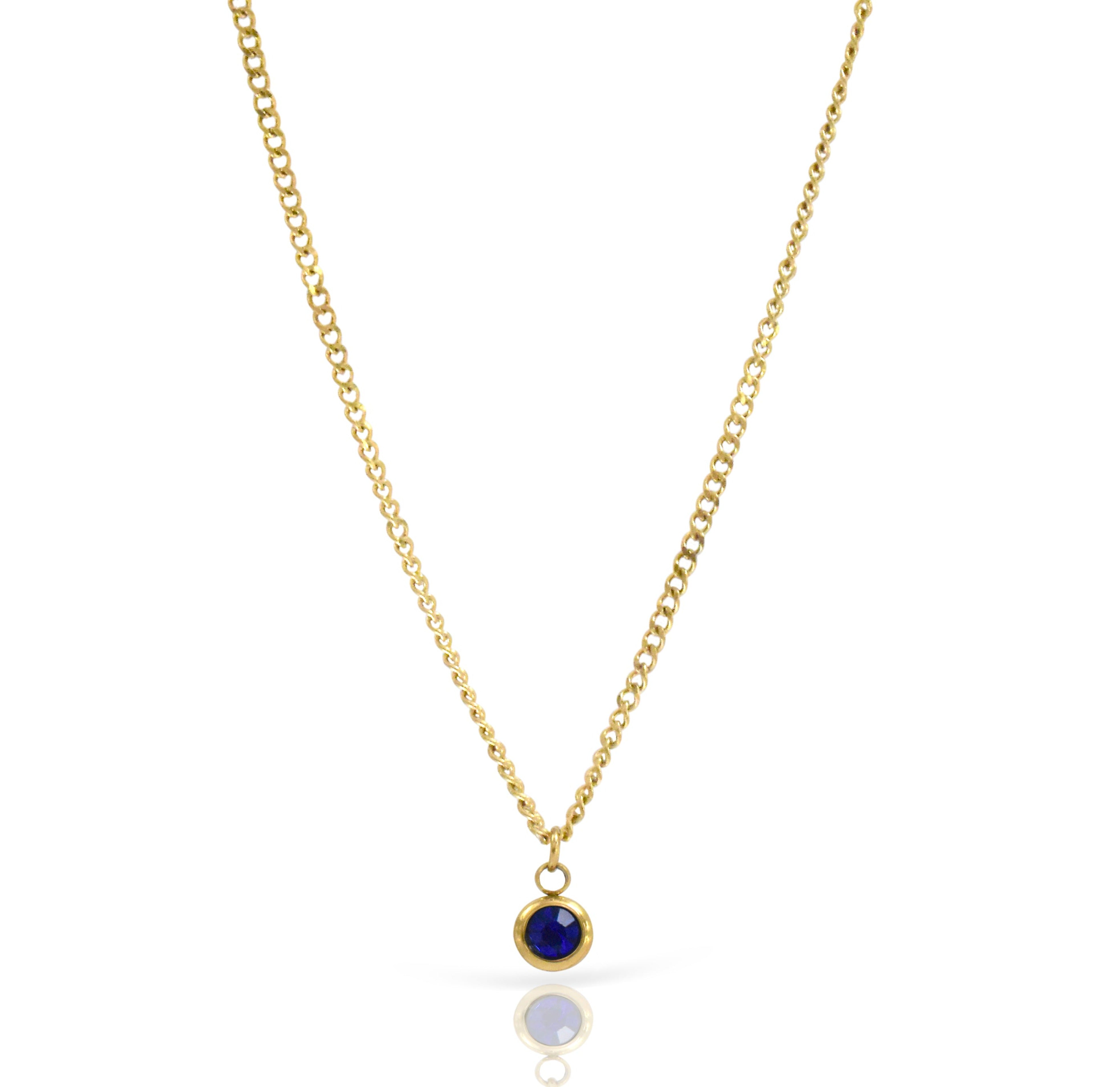 SAPPHIRE BIRTHSTONE NECKLACE WATER RESISTANT