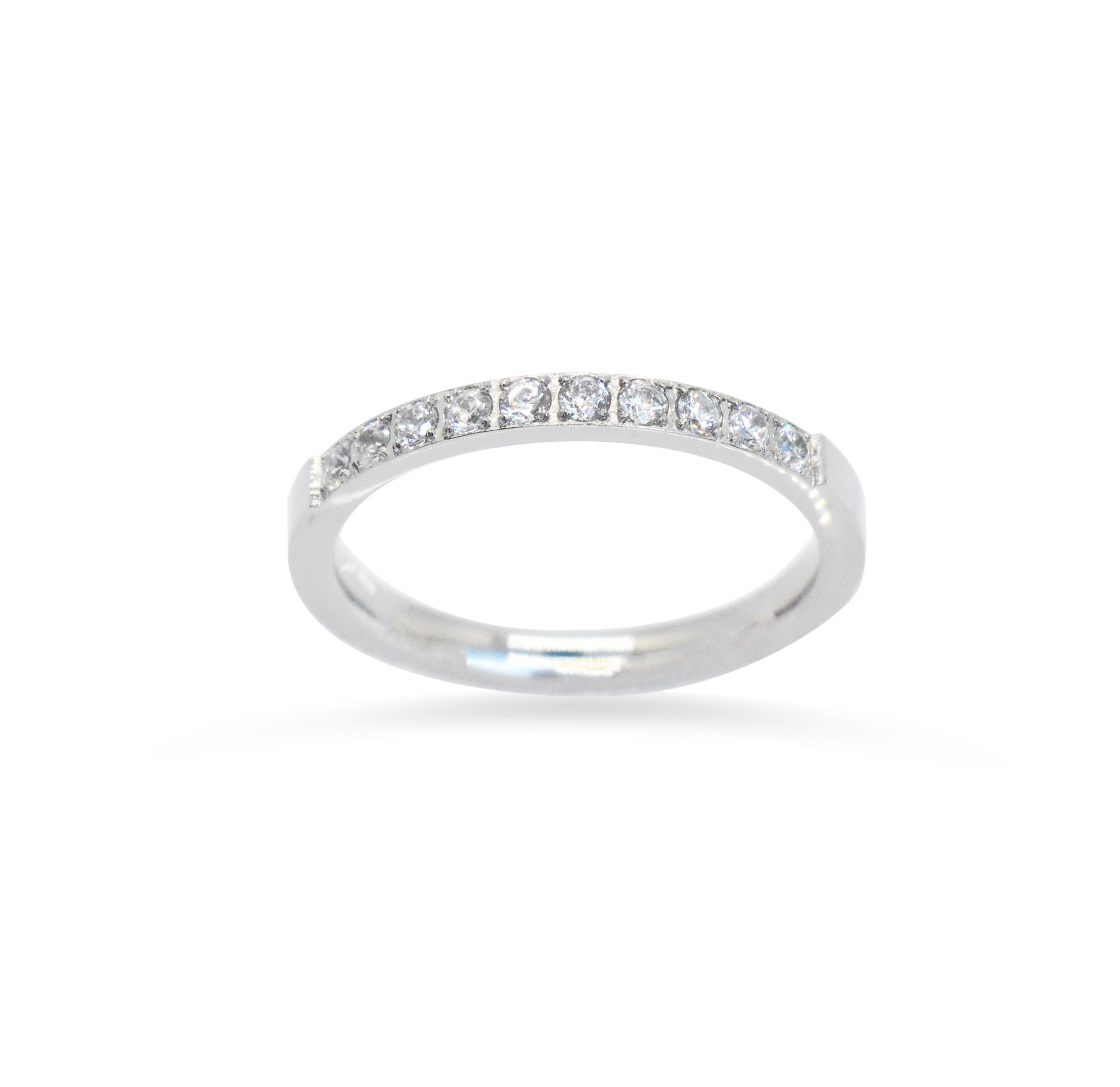 Stella silver half eternity ring band. Silver waterproof jewelry