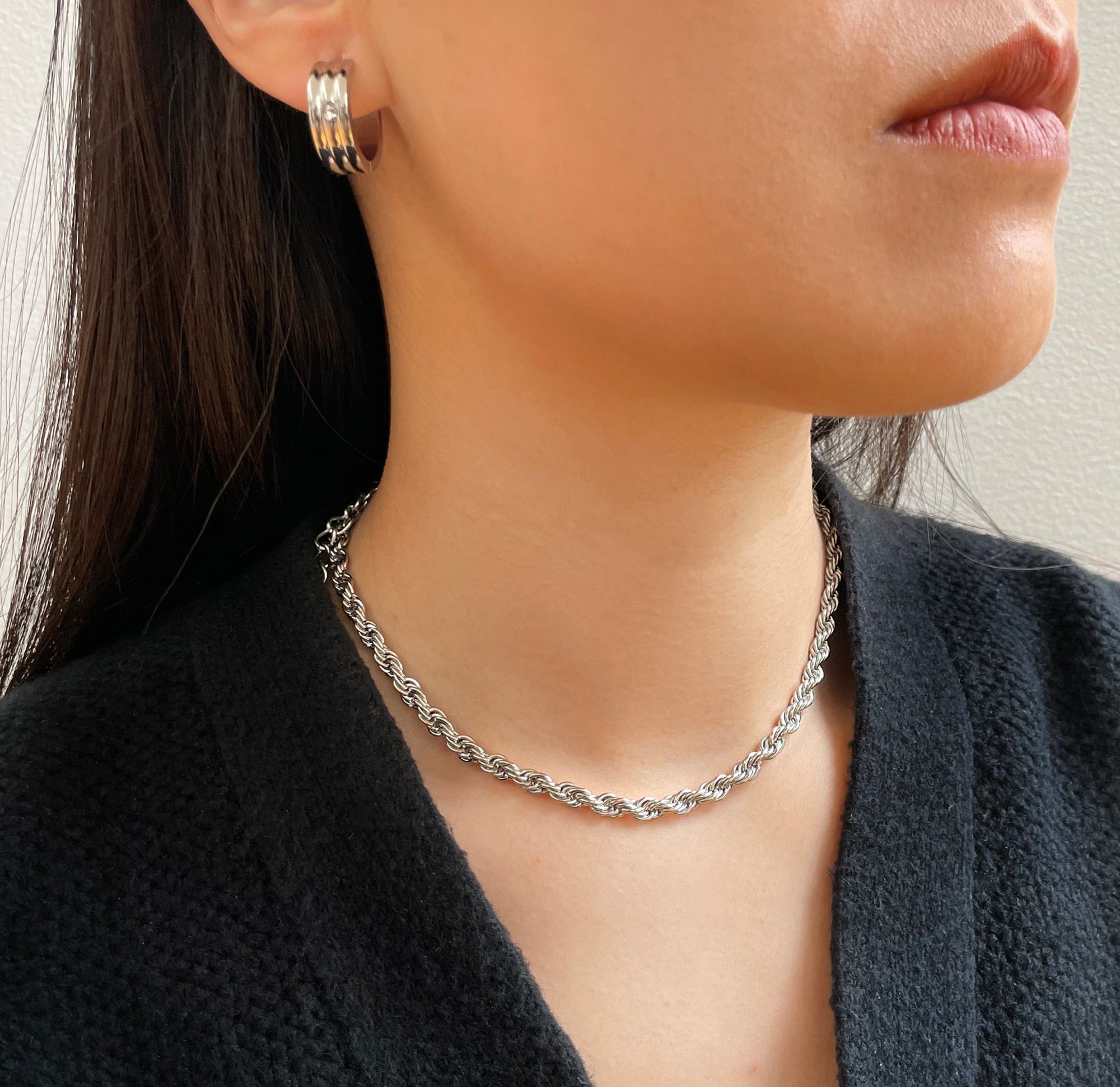 silver chain necklaces waterproof jewelry