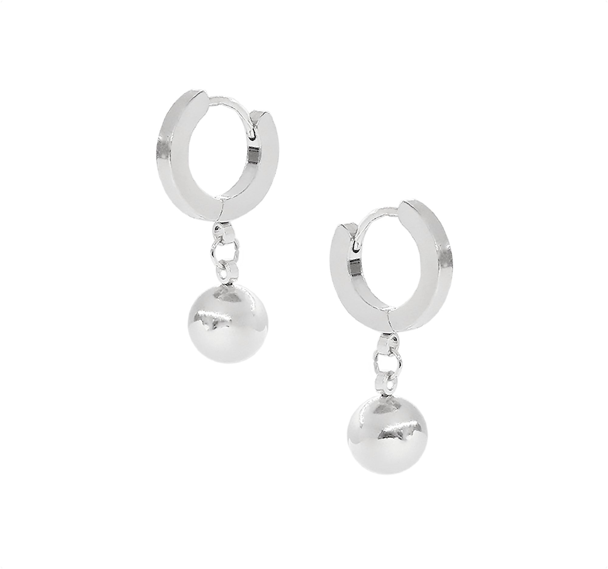 ELLIE SILVER BALL DROP HUGGIE EARRINGS SAMPLE