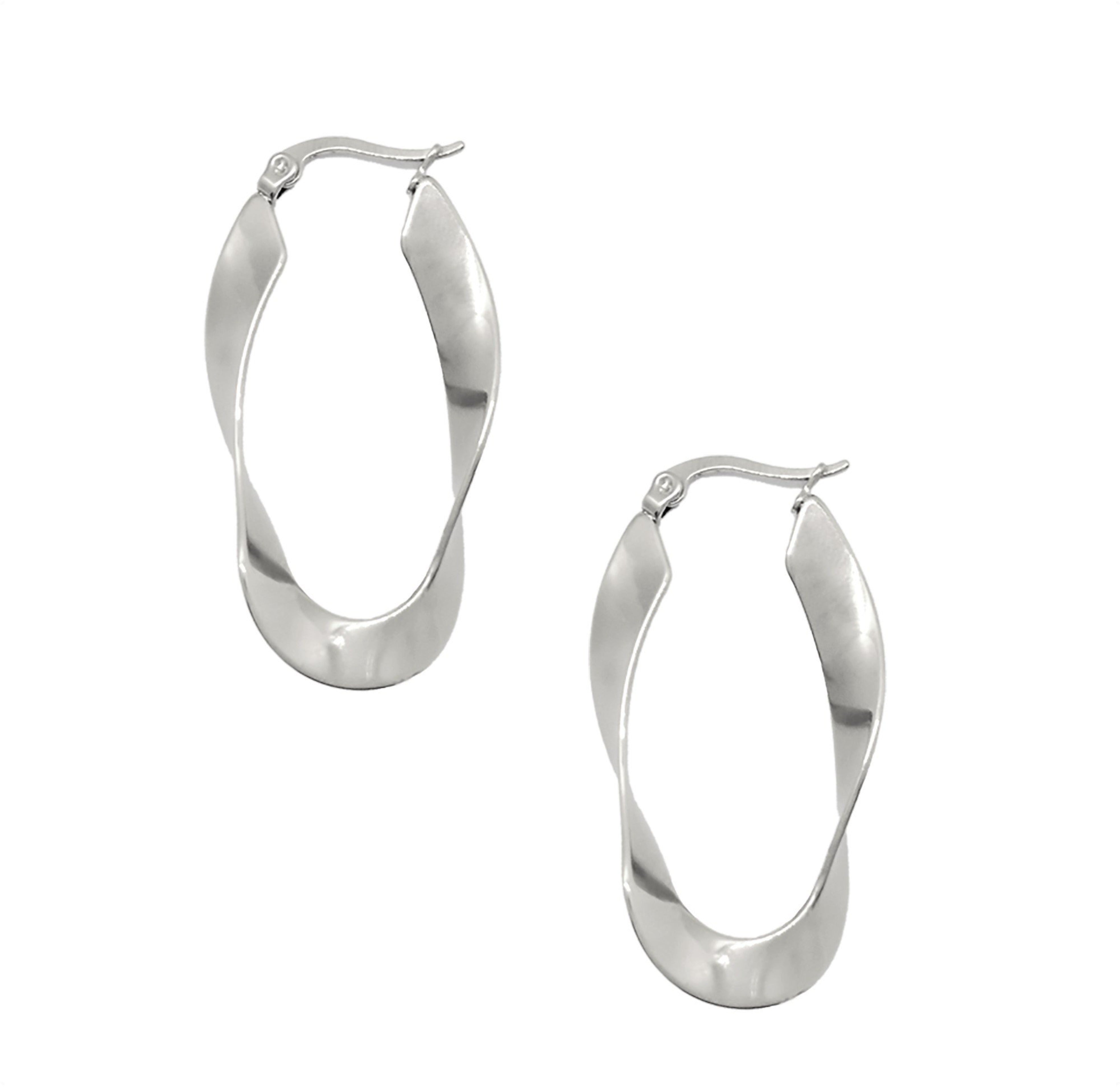 PERLA TWIST HOOP SILVER EARRINGS