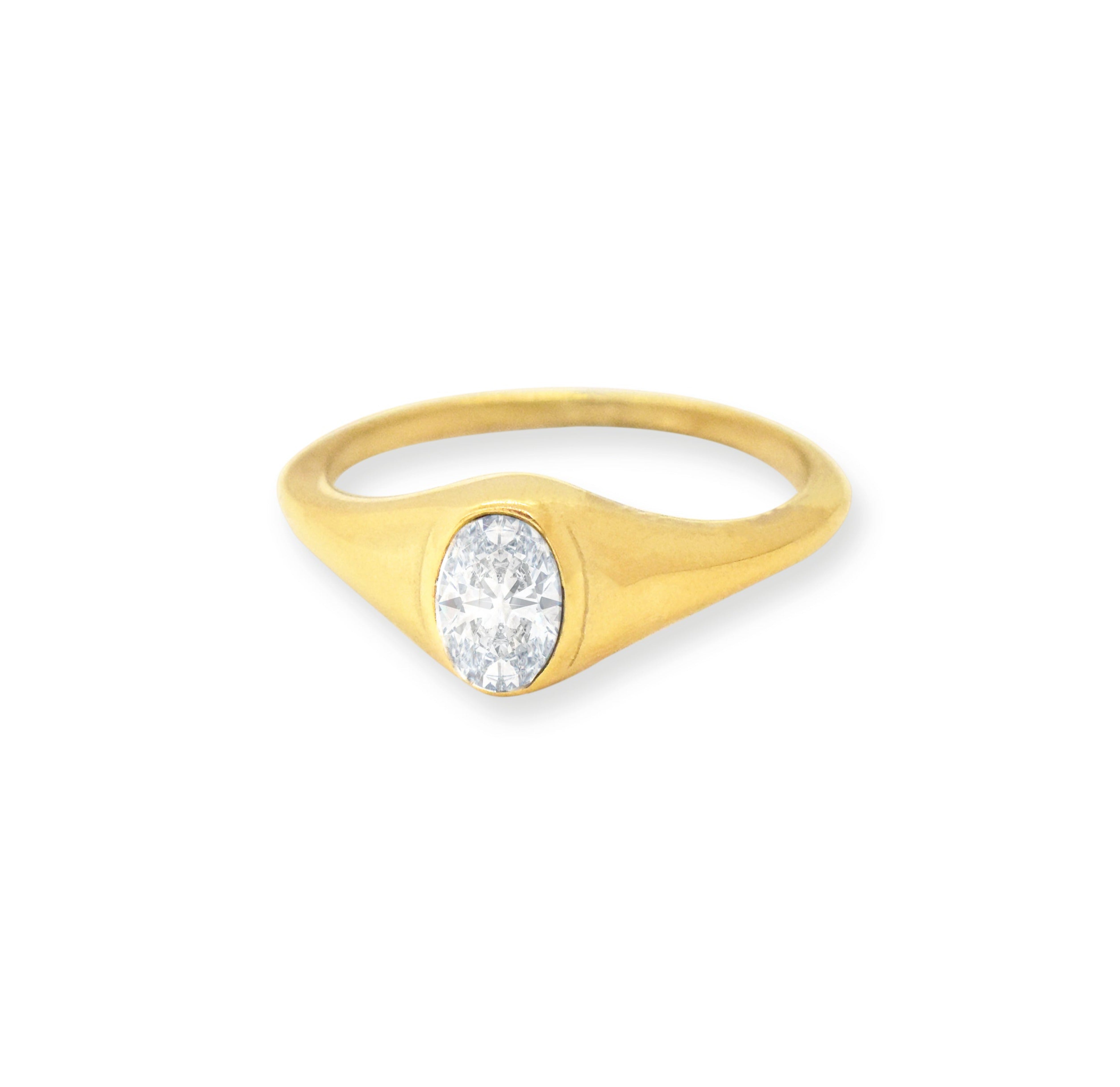 Jeanie gold oval stone ring. Waterproof jewelry
