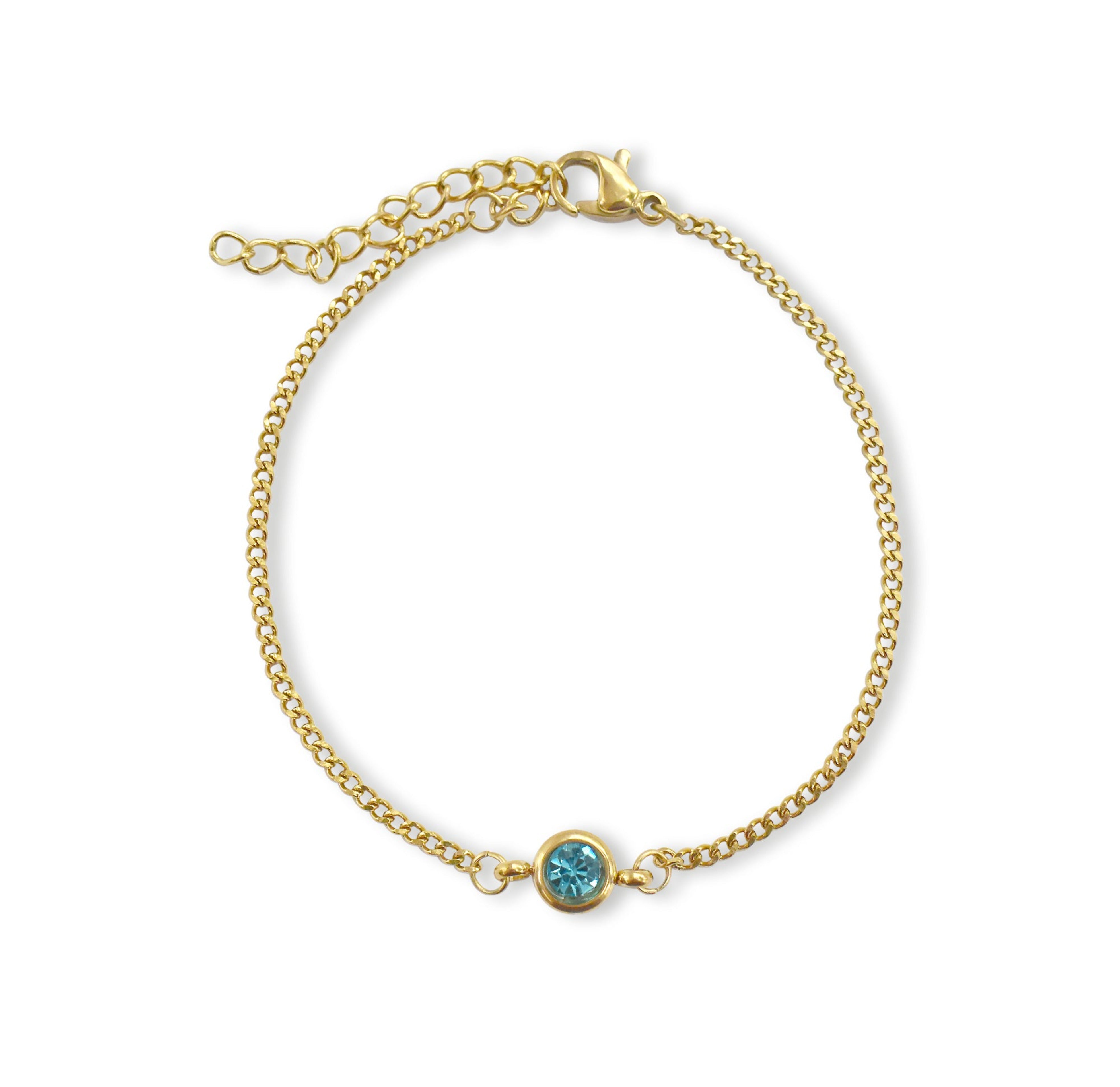 aquamarine dainty birthstone bracelet