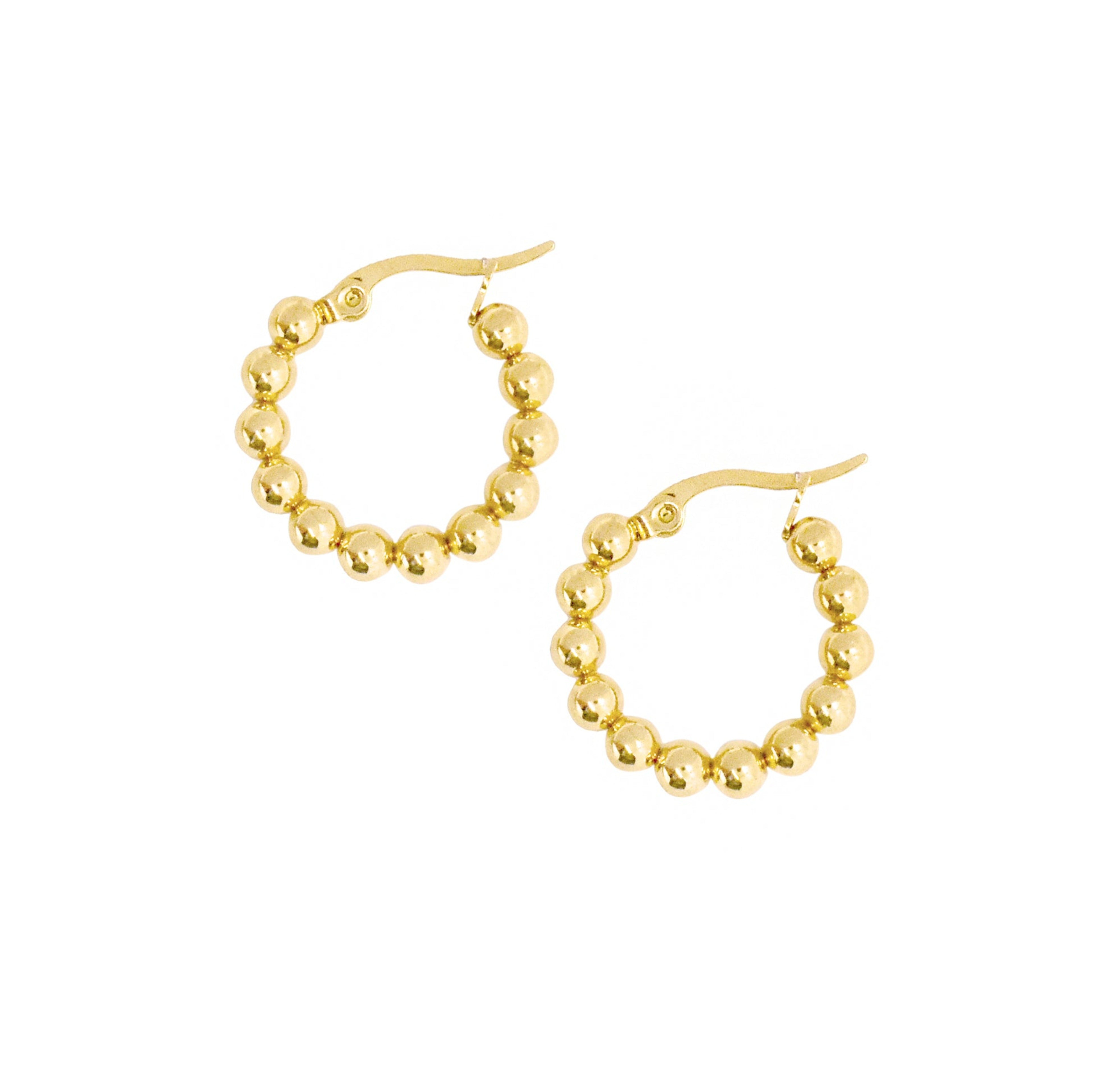 gold beaded hoop earrings