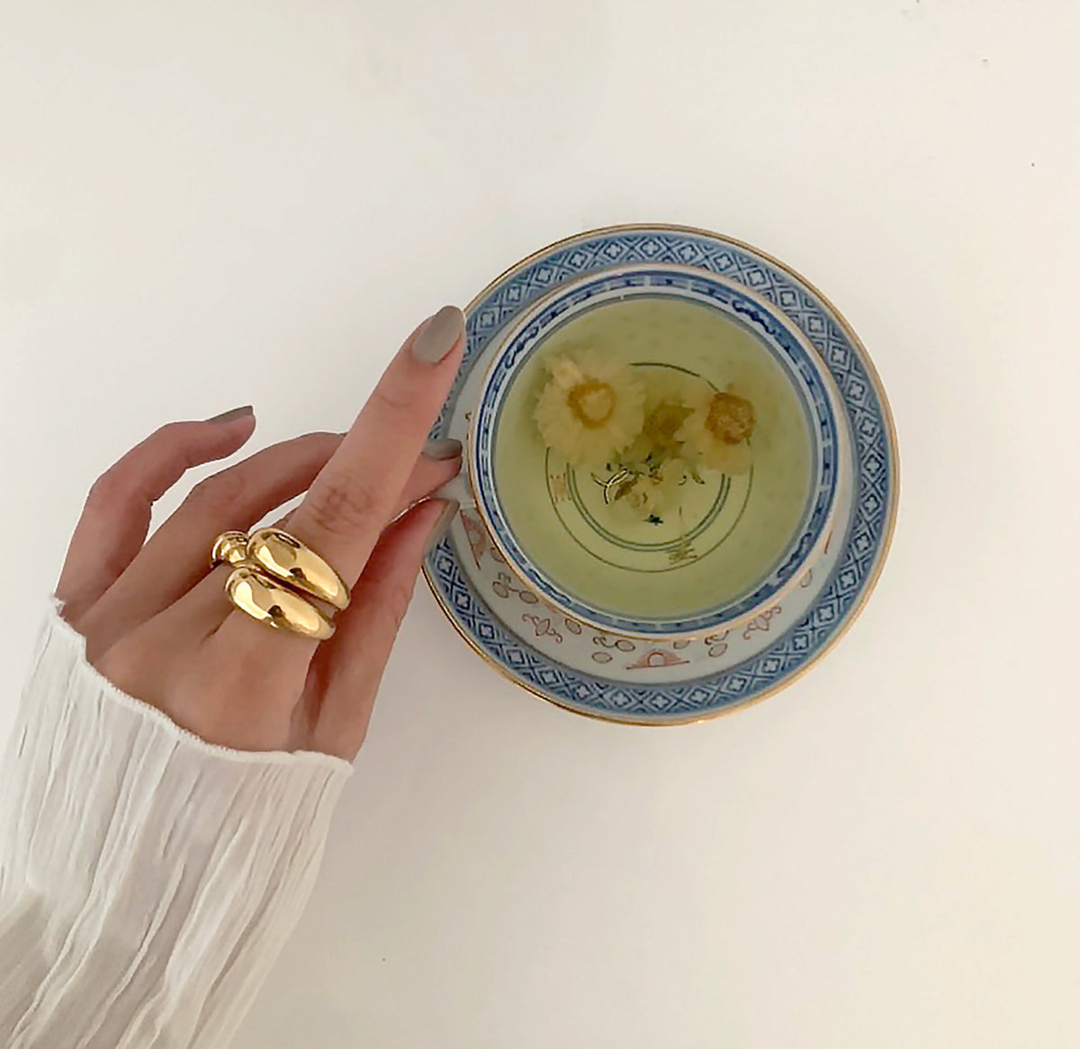 capri gold dome ring double stacked waterproof rings