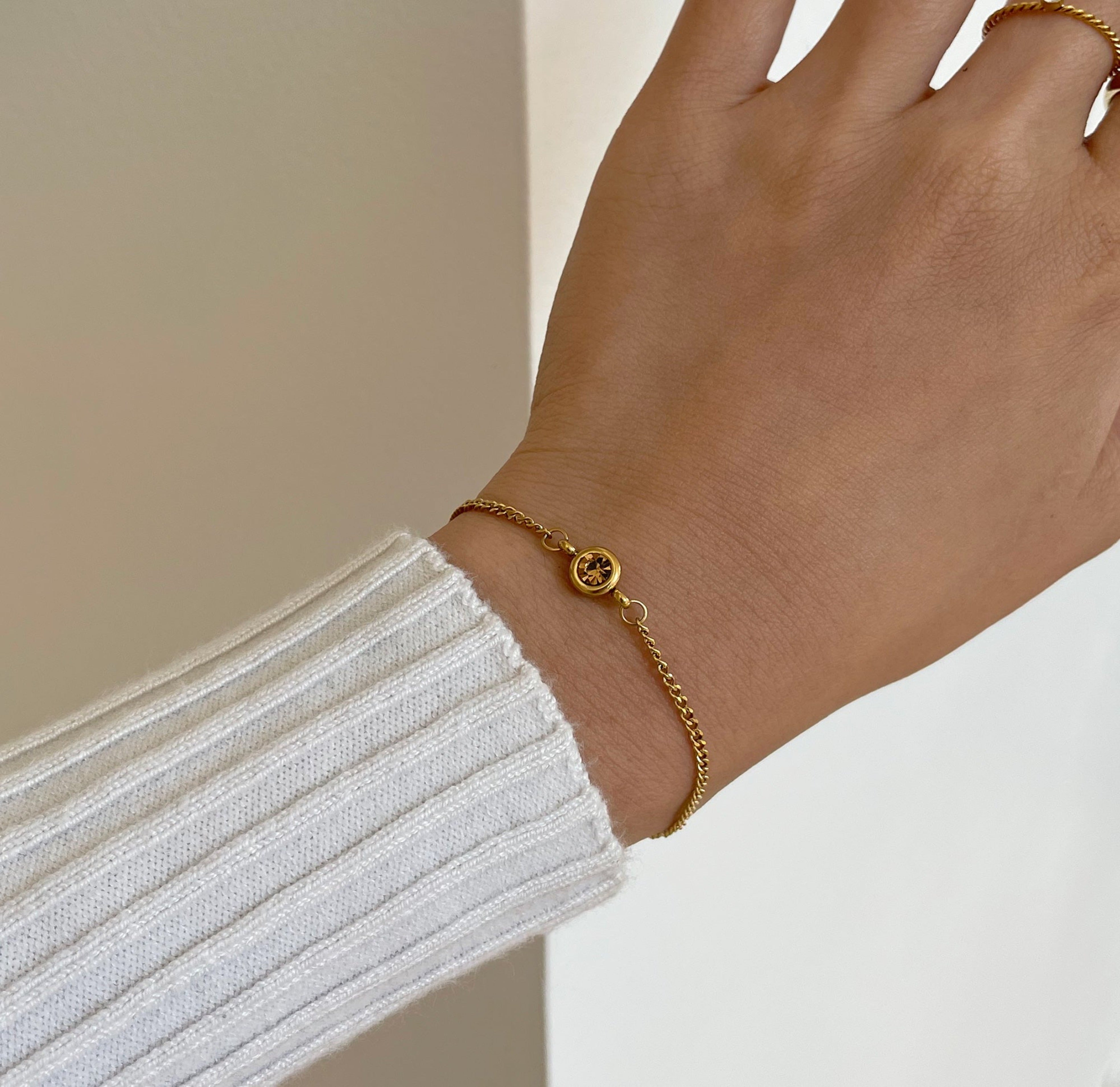 dainty gold citrine November birthstone jewelry