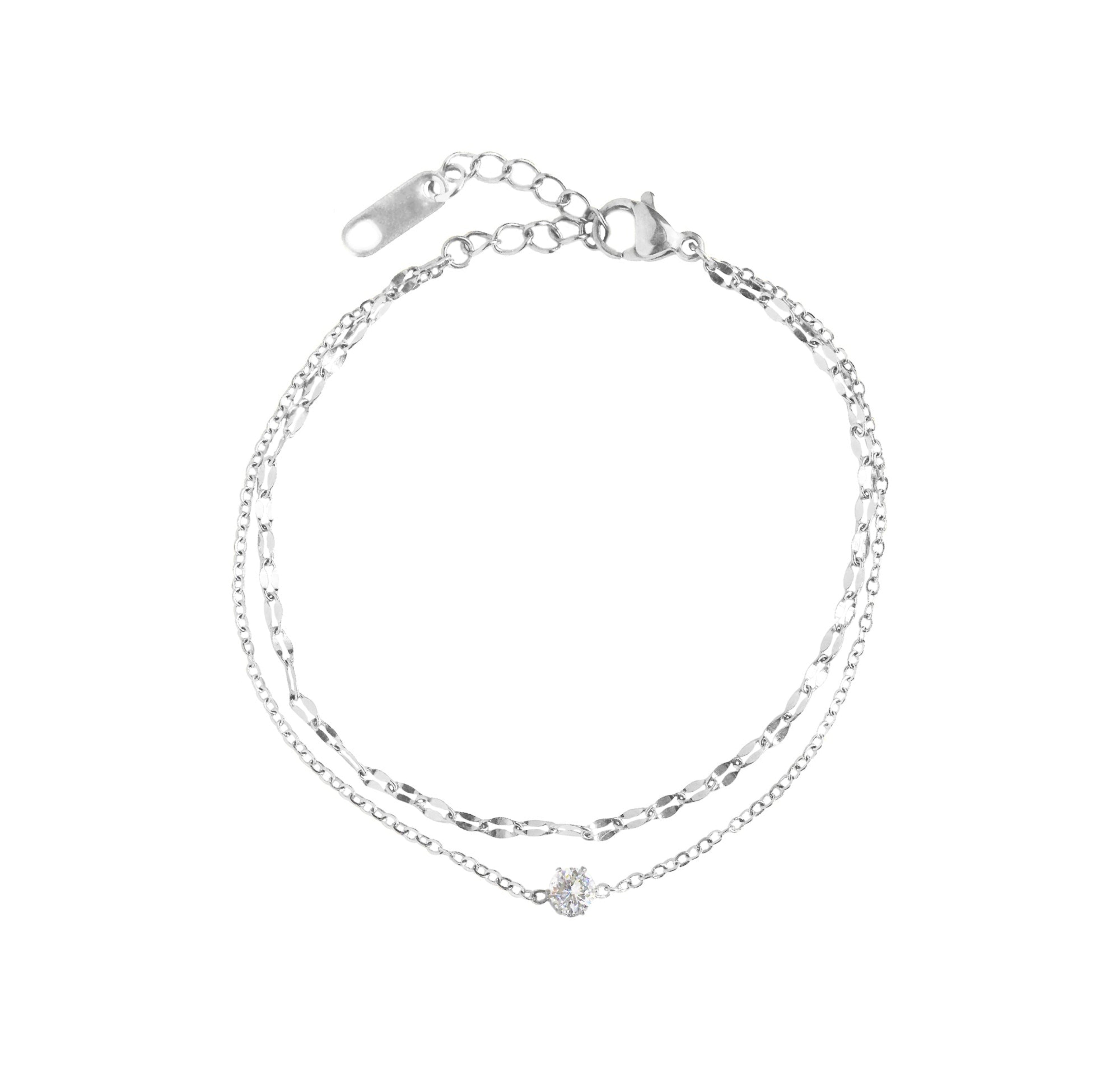 BIJOU SILVER DAINTY DUO SOLITAIRE BRACELET SAMPLE