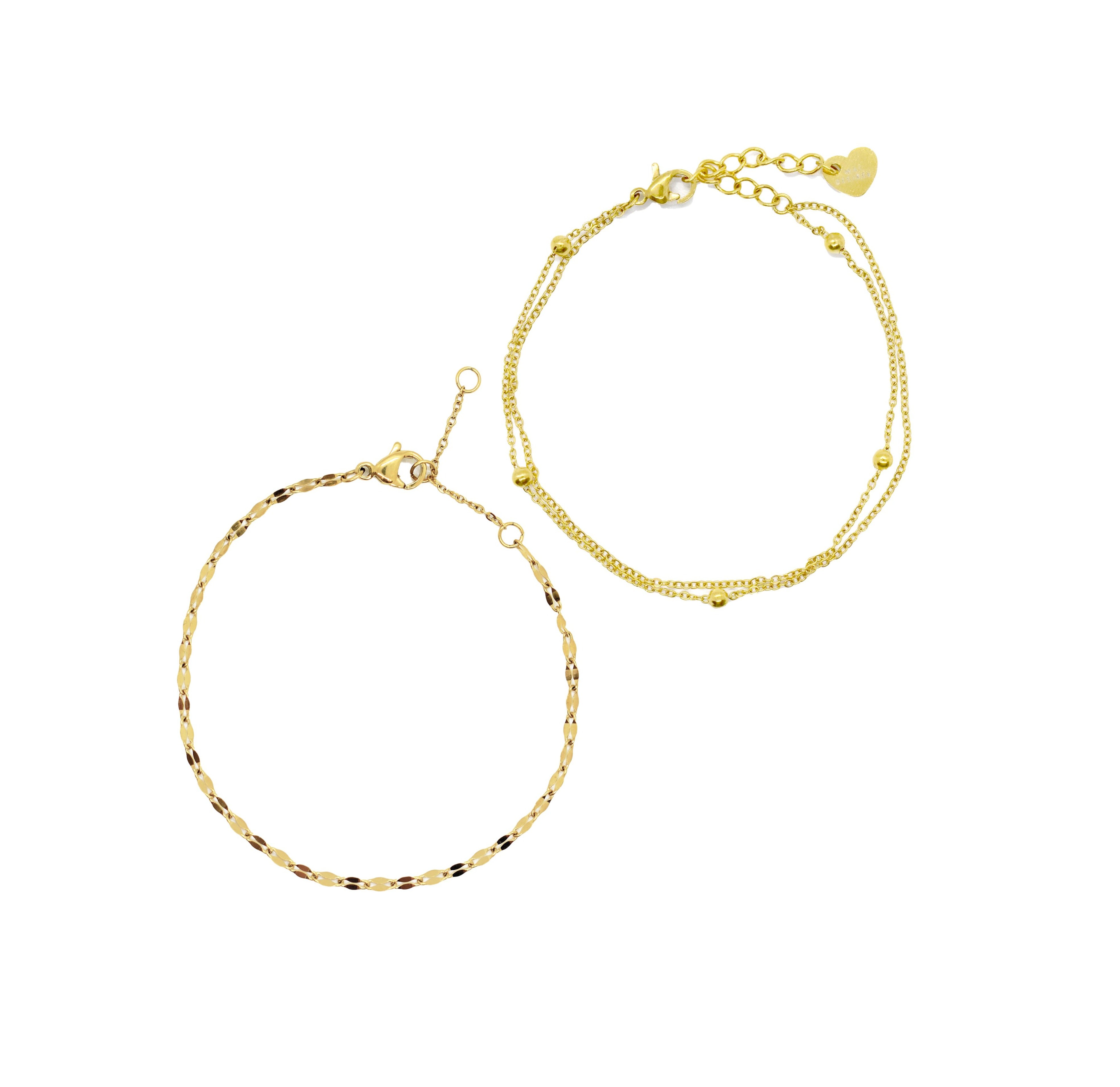 gold dainty bracelet set