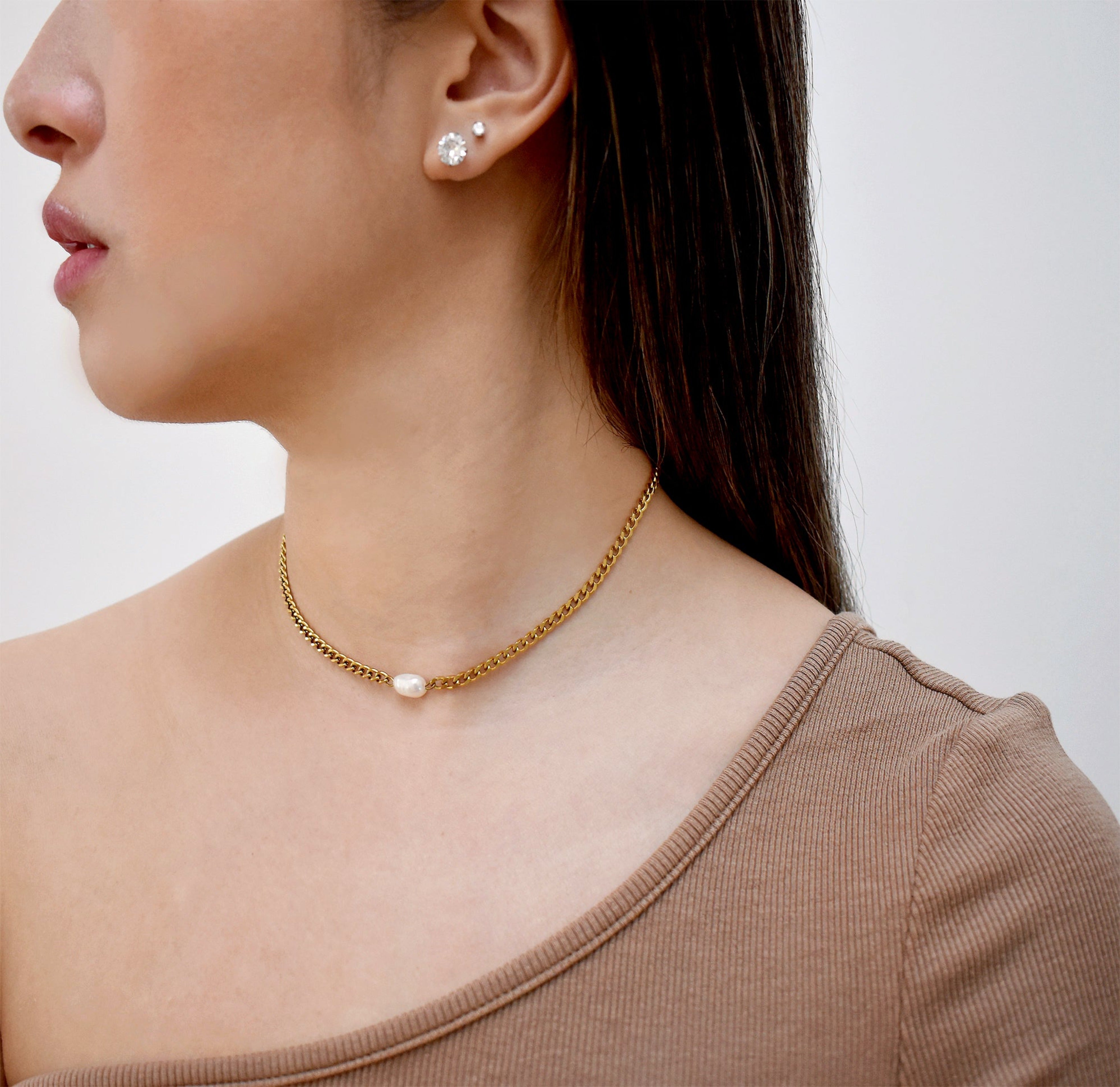 pearl choker necklace waterproof jewelry