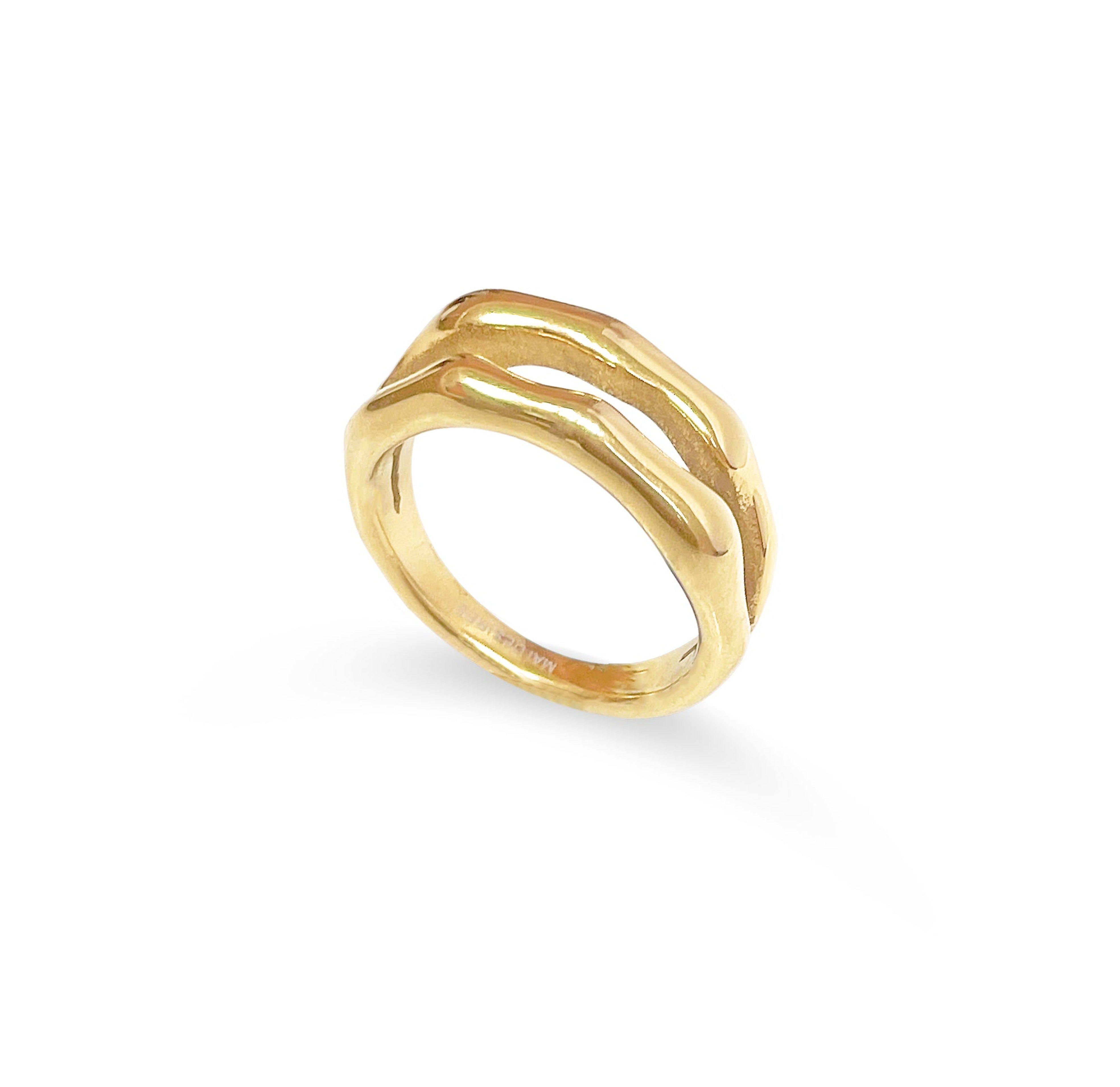 Hallie gold duo bamboo ring waterproof jewelry