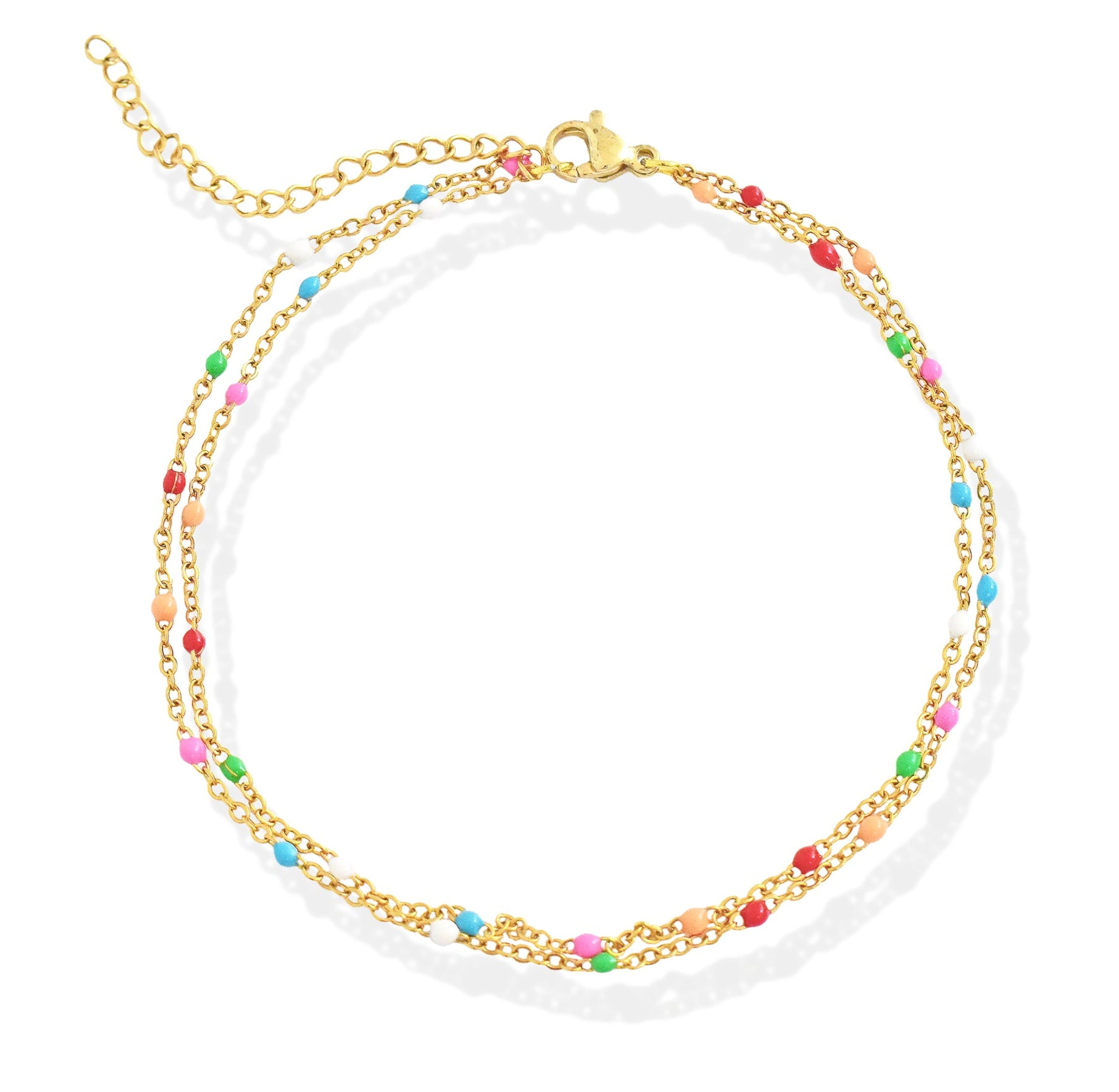 gold bead anklet waterproof jewelry