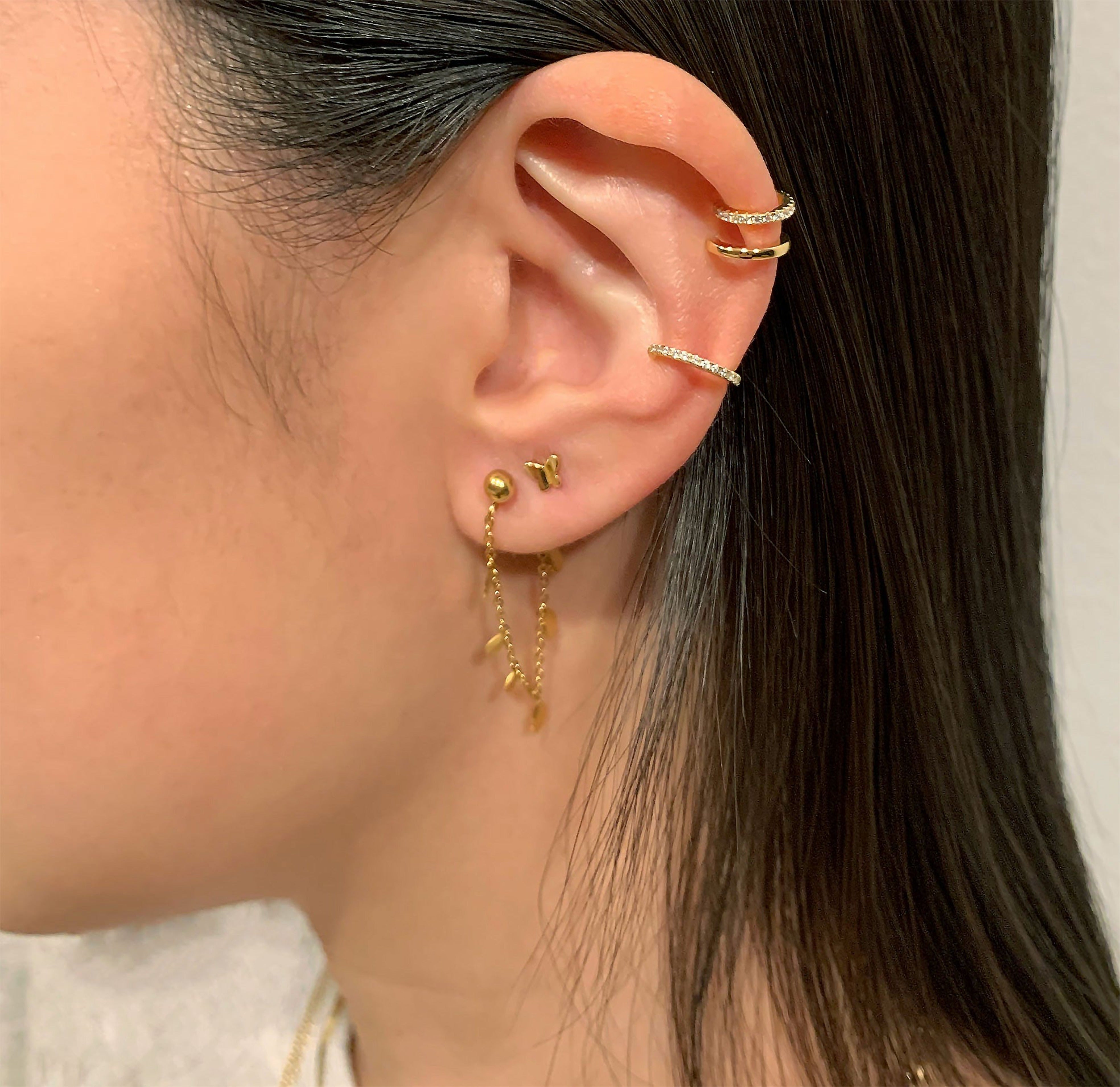 gold butterfly stud earring