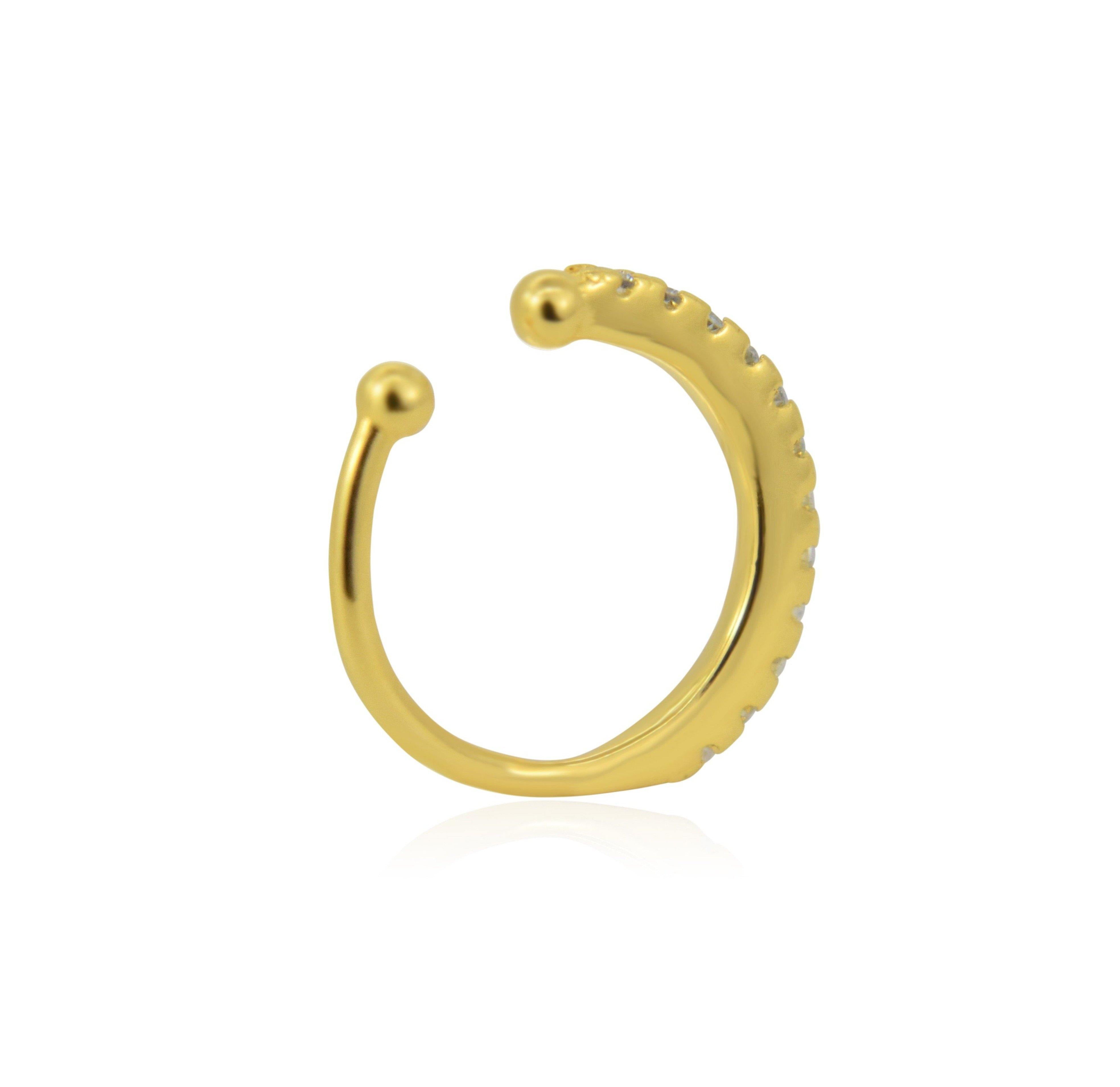 dainty gold diamond ear cuff