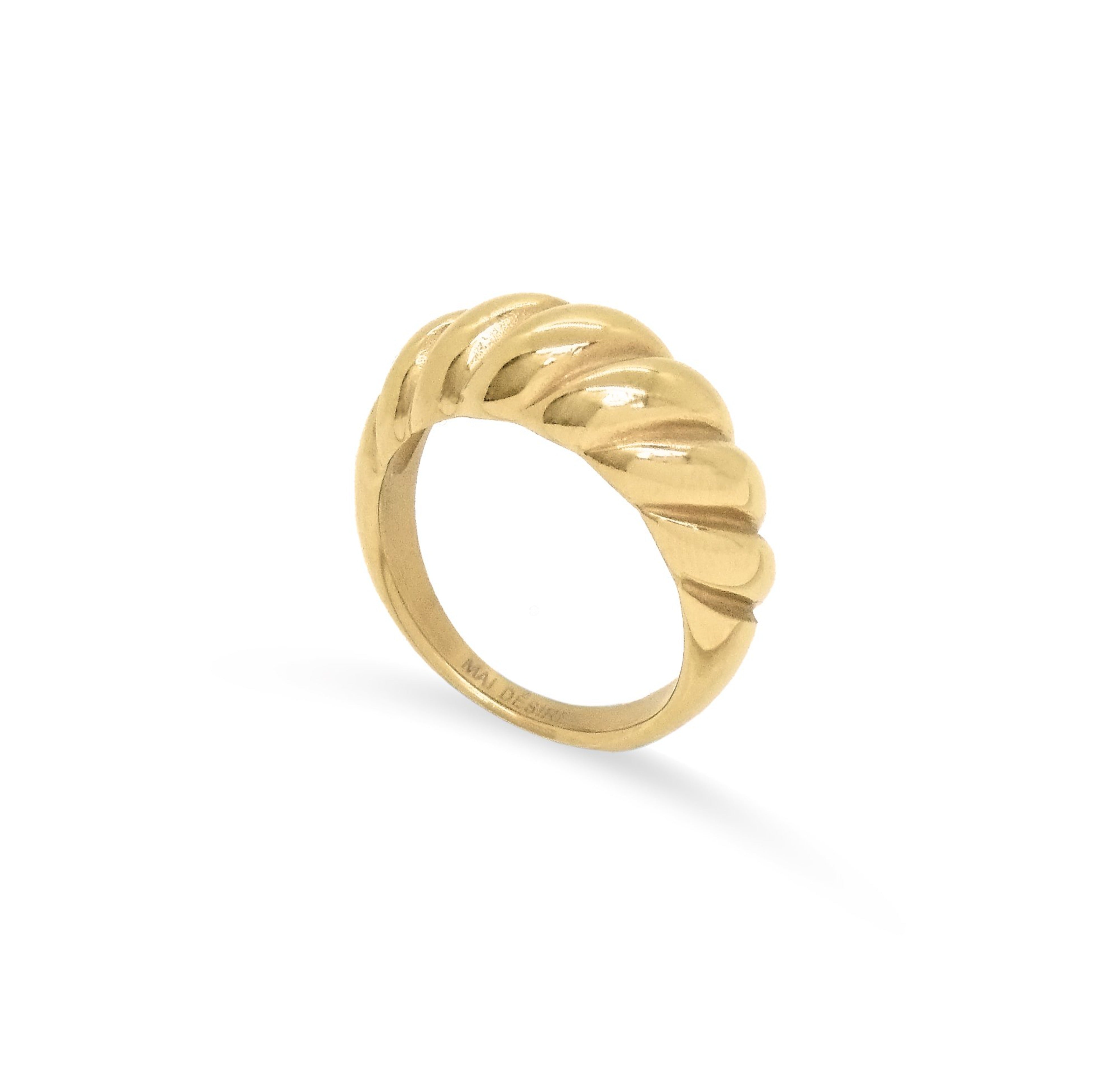 Gold classic croissant ring. Waterproof rings
