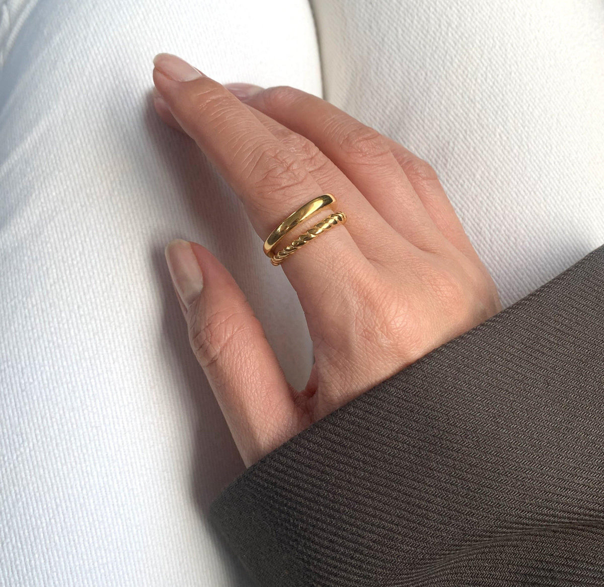 gold duo ring waterproof jewelry