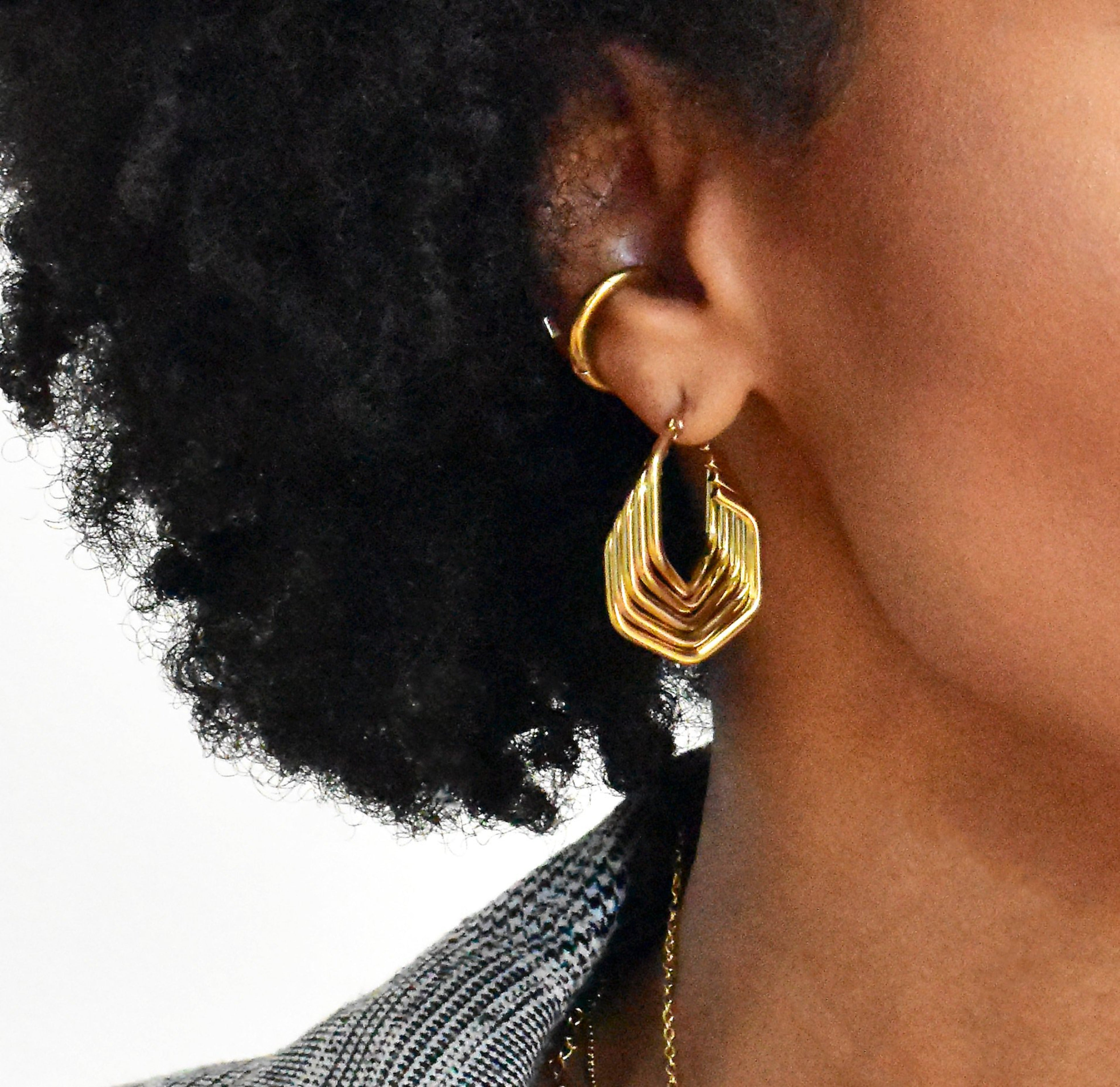 GOLD GEO HOOPS HYPOALLERGENIC EARRINGS