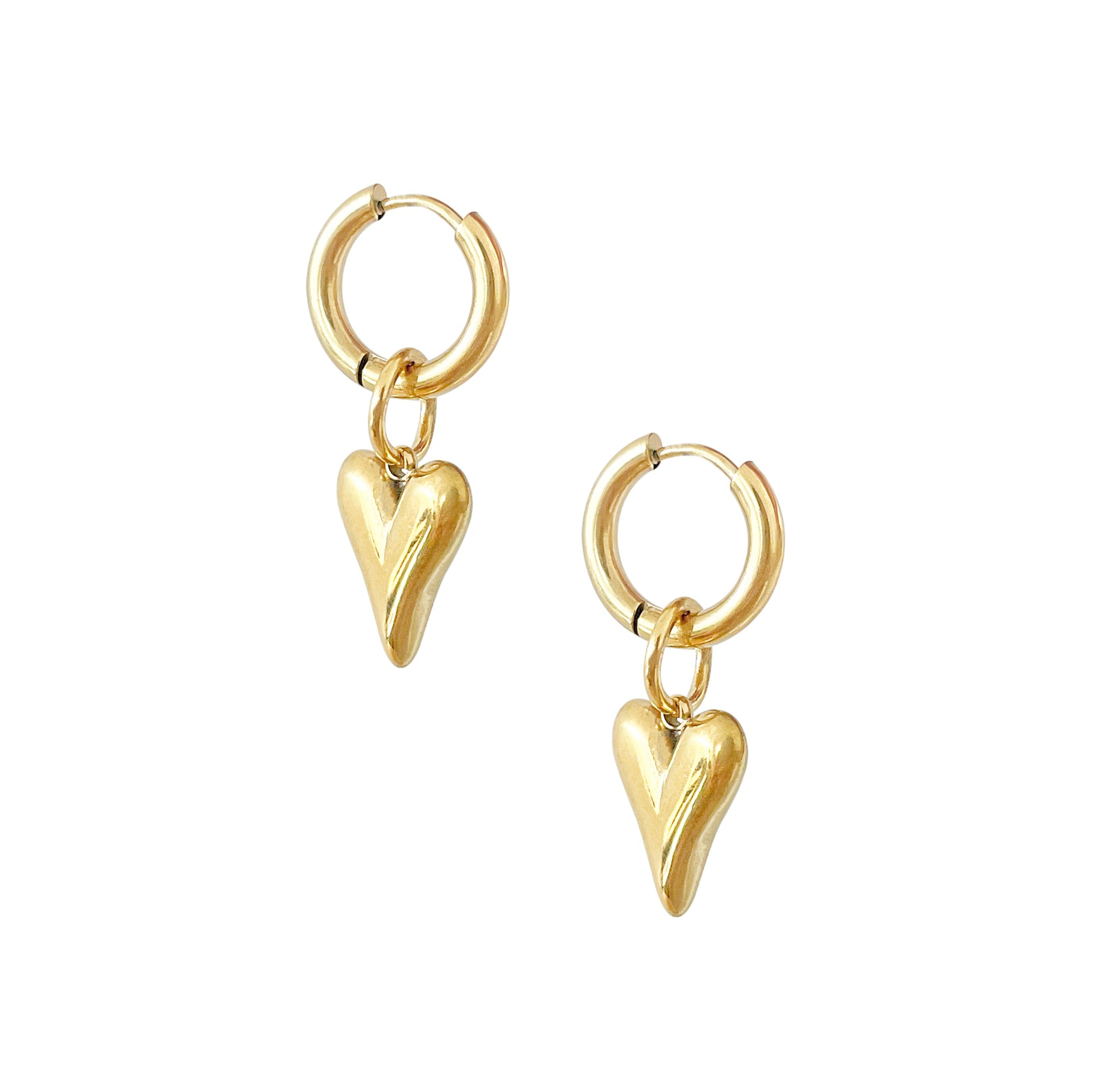 gold heart huggie earrings watereproof jewelry