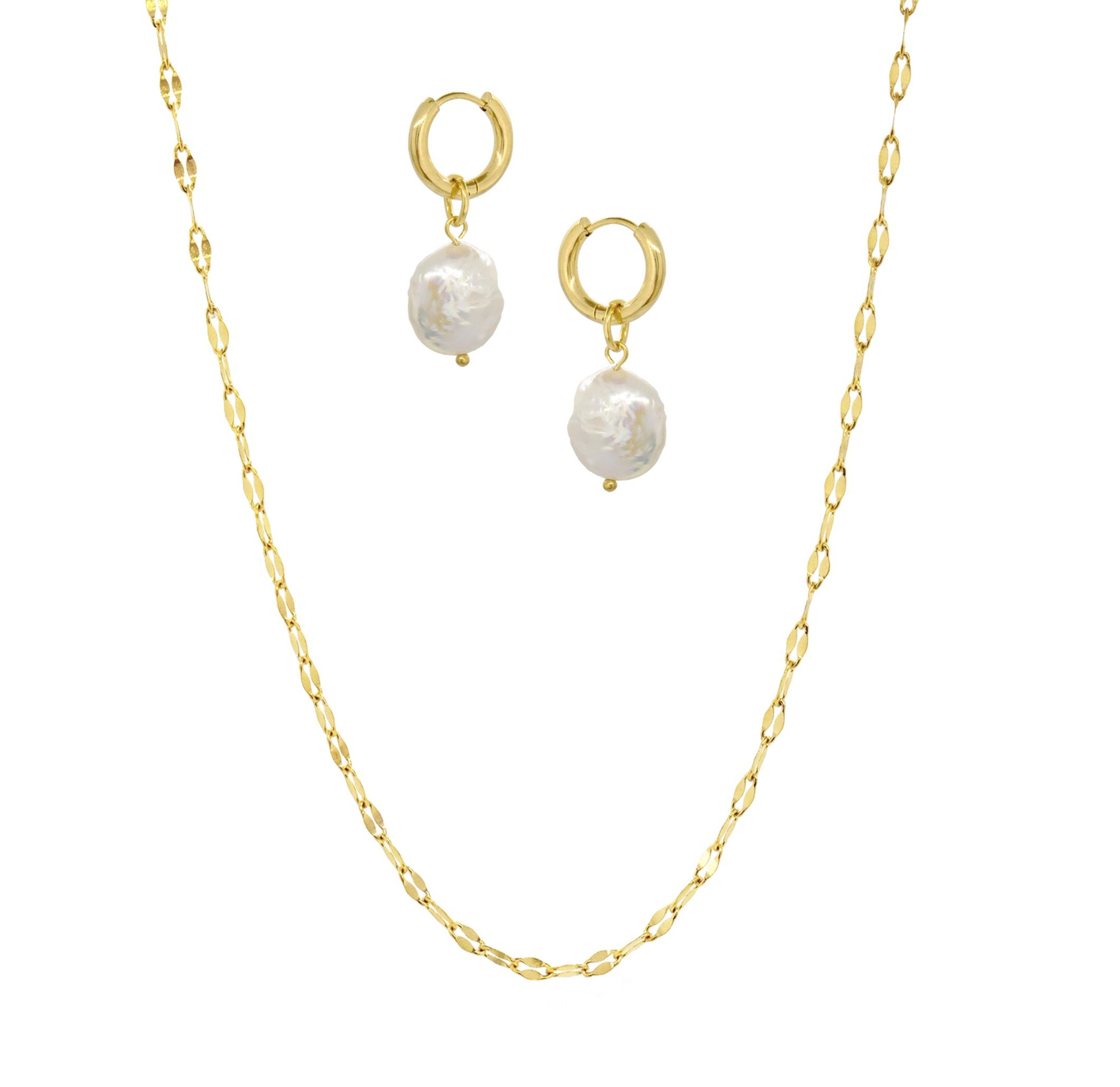 dainty pearl jewelry set waterproof