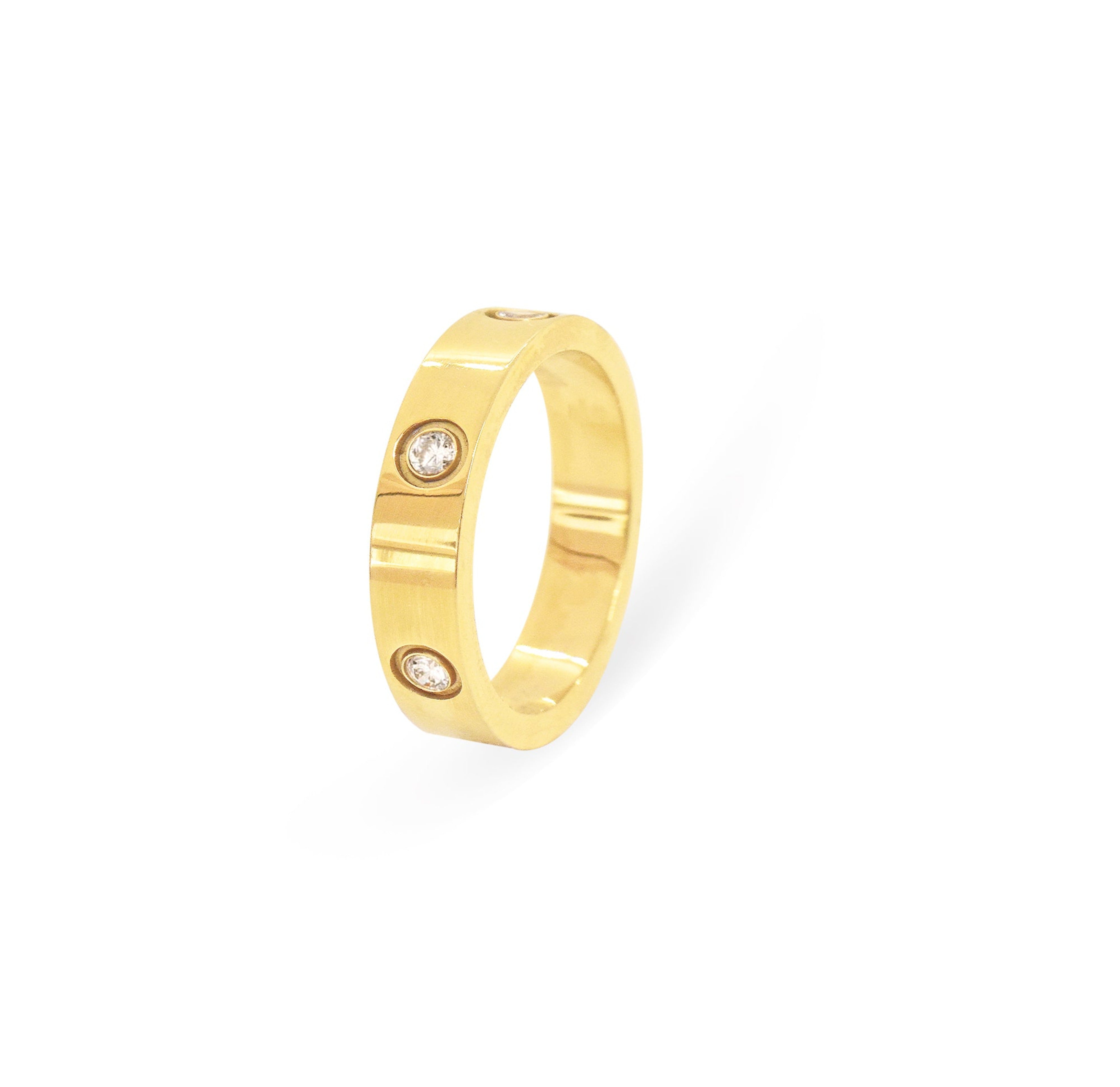 gold pave stone ring waterproof love ring tarnish free