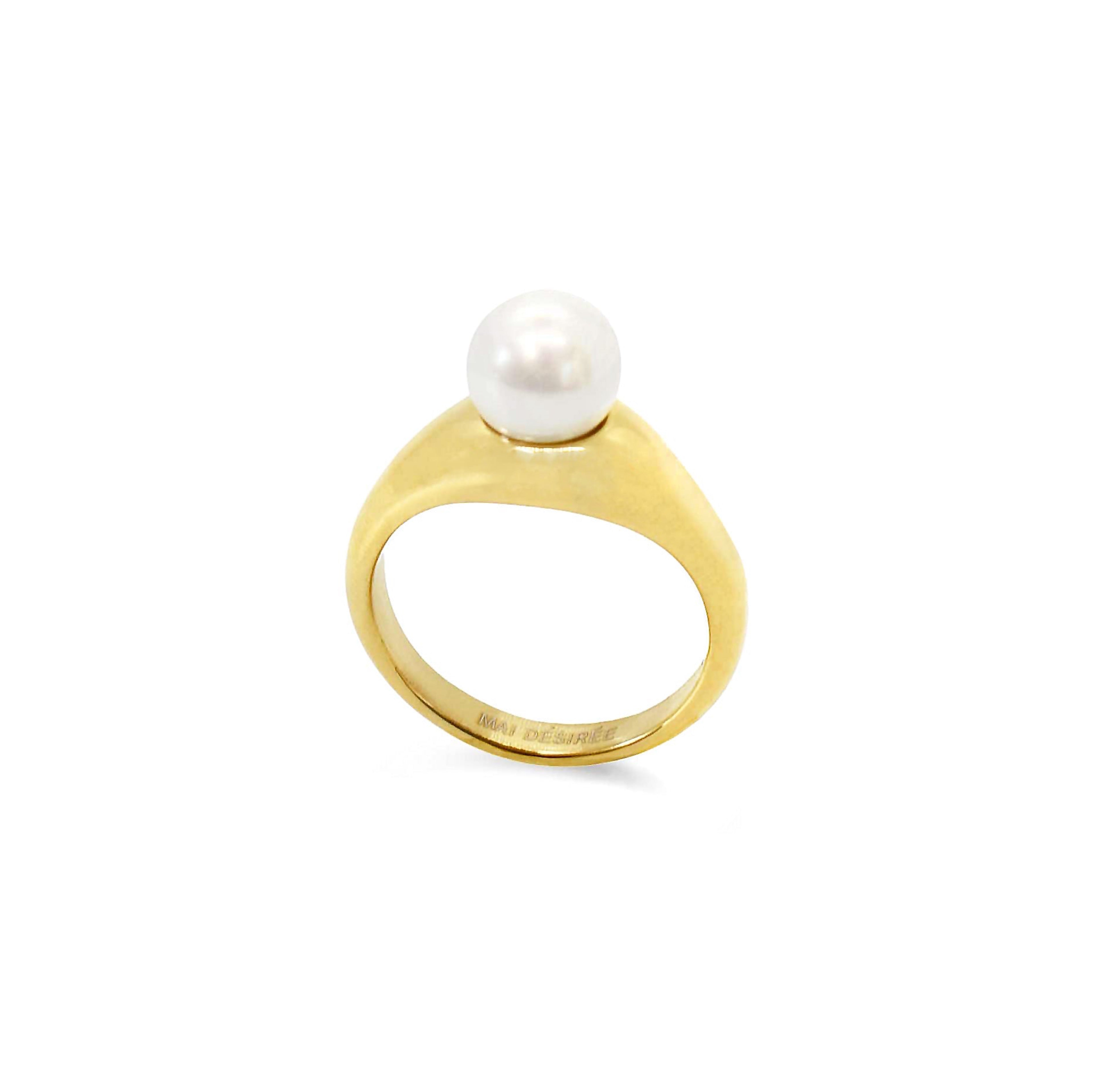 June Gold Pearl Ring Waterproof Jewelry