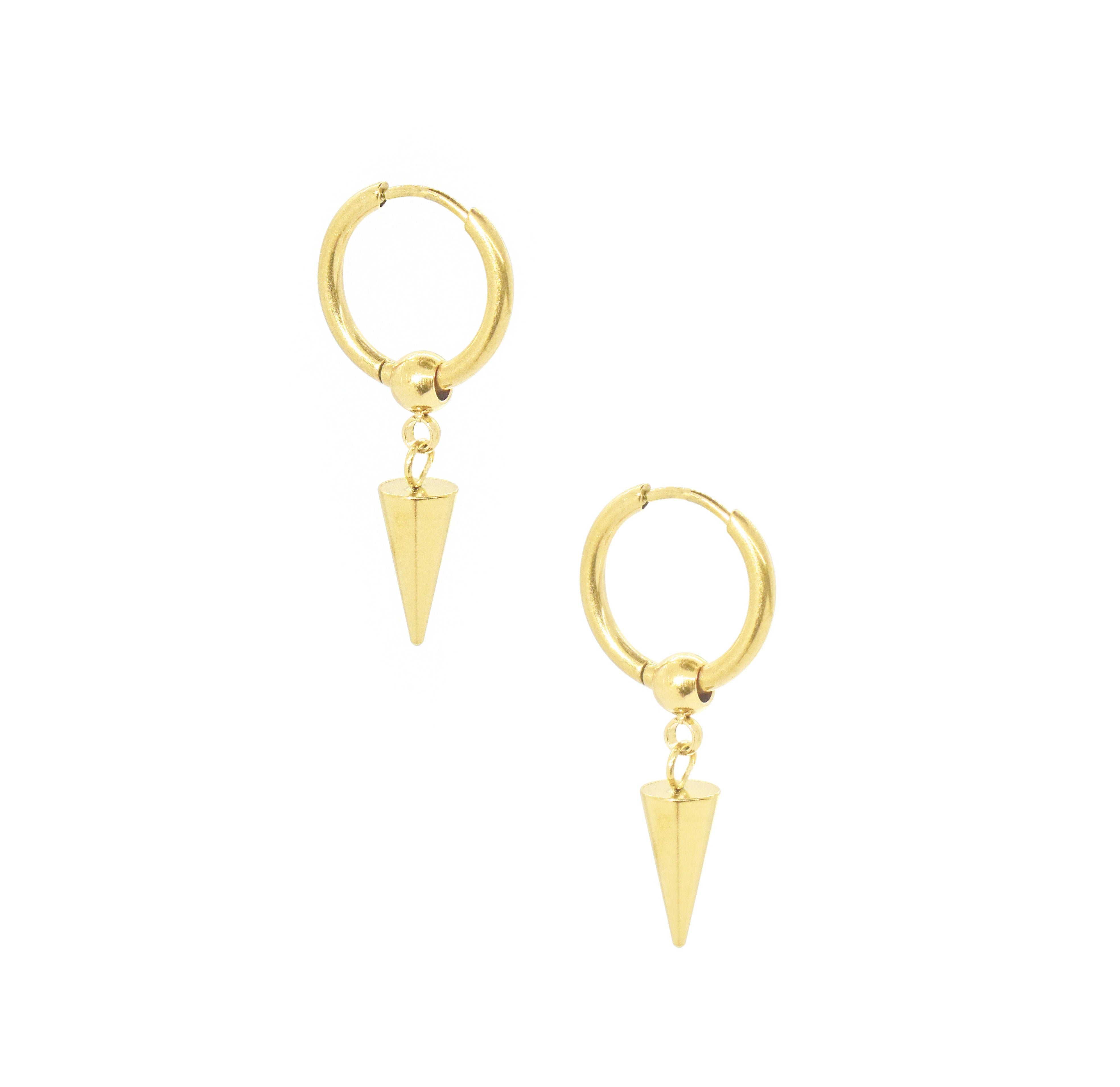 CARA GOLD DAINTY SPIKE HUGGIE EARRINGS