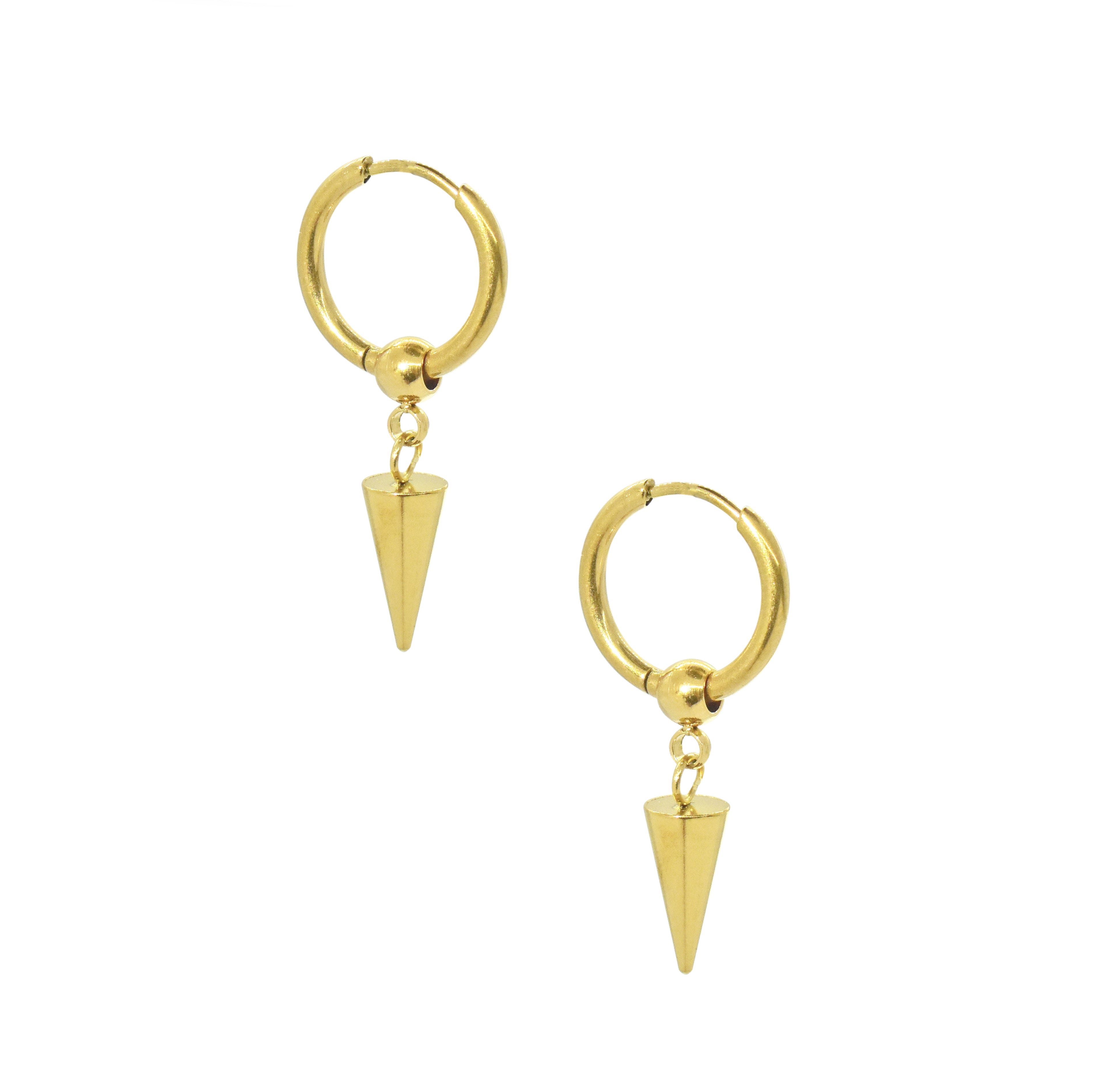 GOLD DAINTY SPIKE HUGGIE EARRINGS WATERPROOF JEWELRY