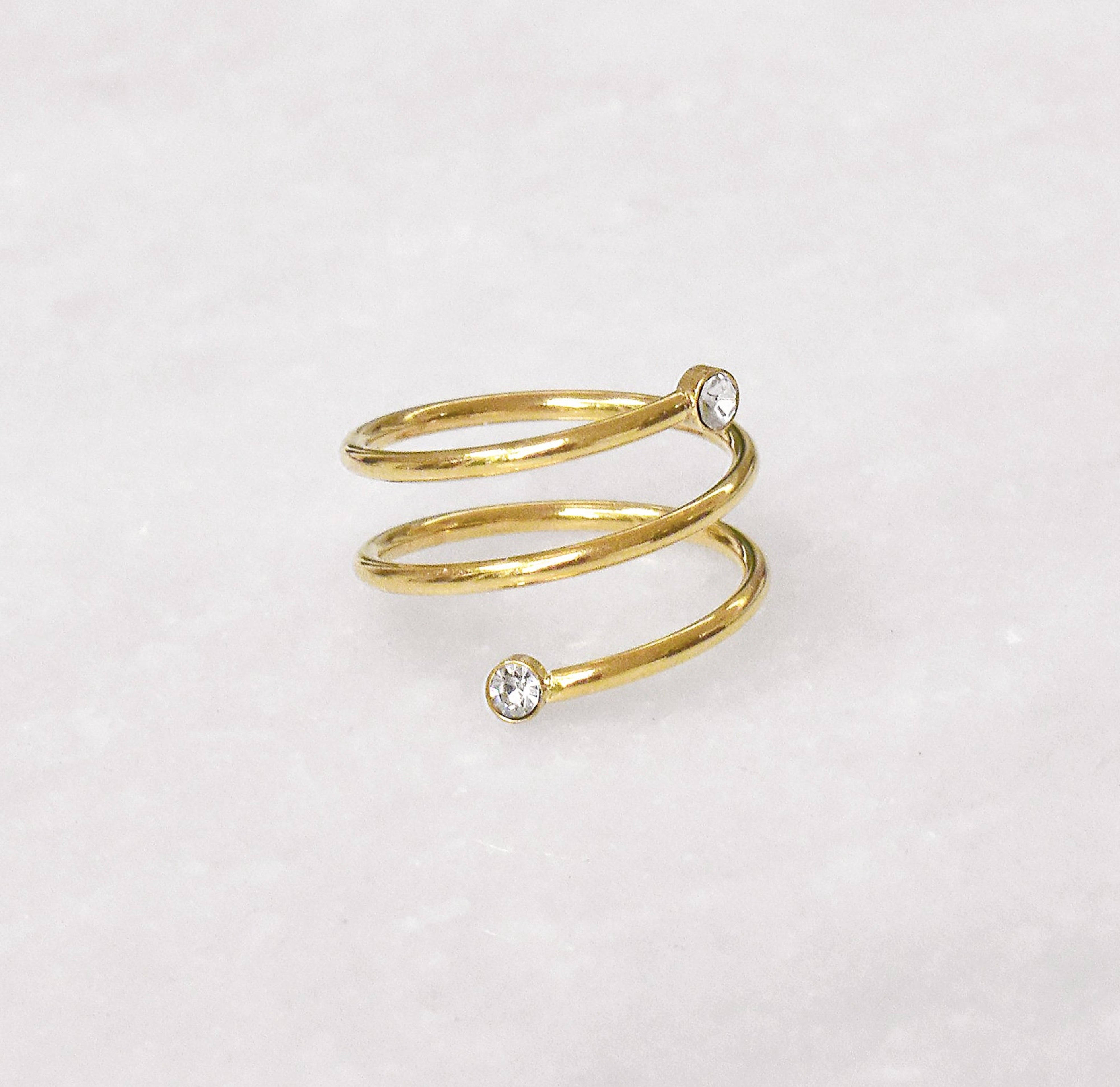 dainty gold spiral ring waterproof jewelry tarnish free