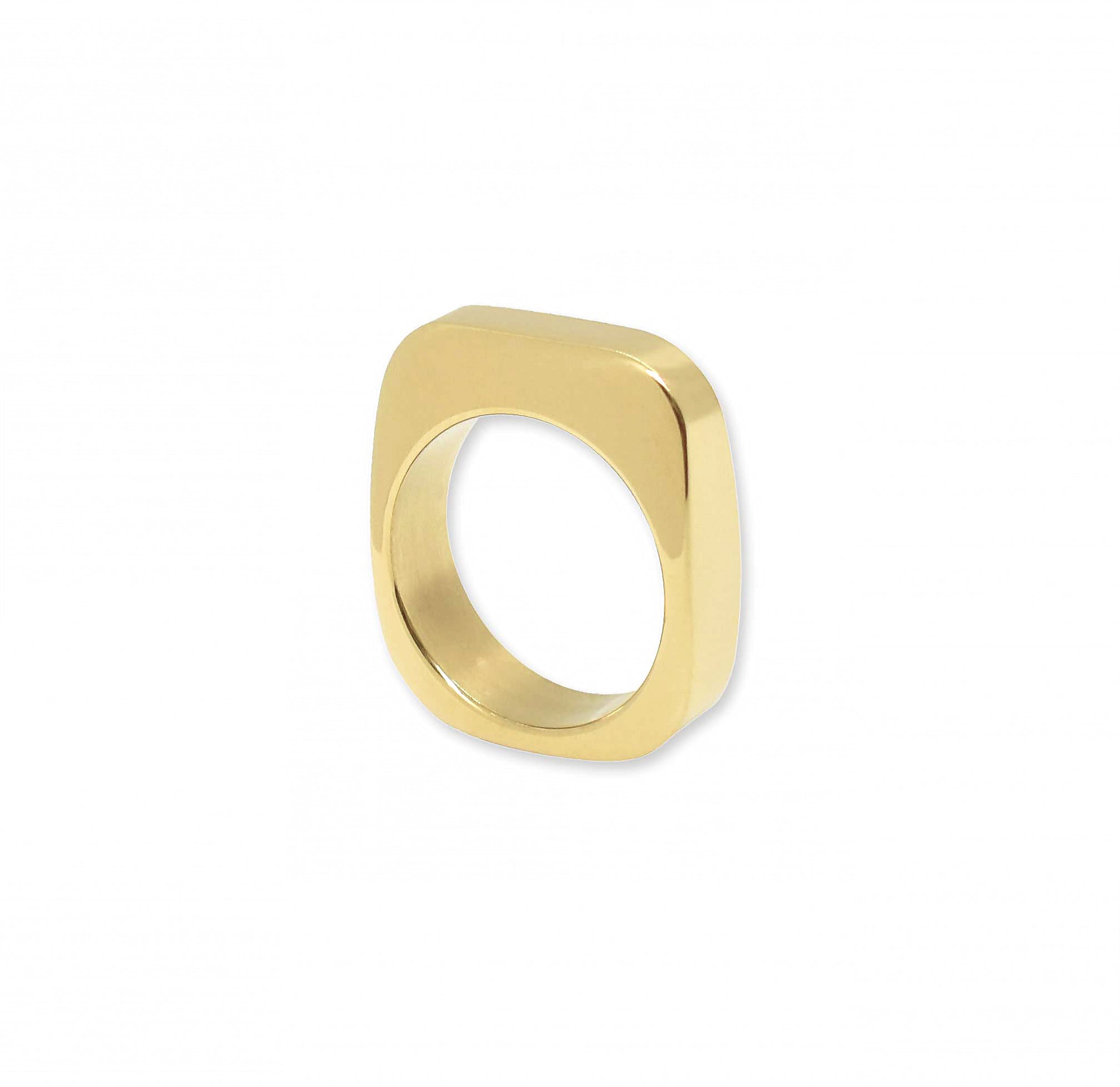 Whitney gold square ring. Gold waterproof rings