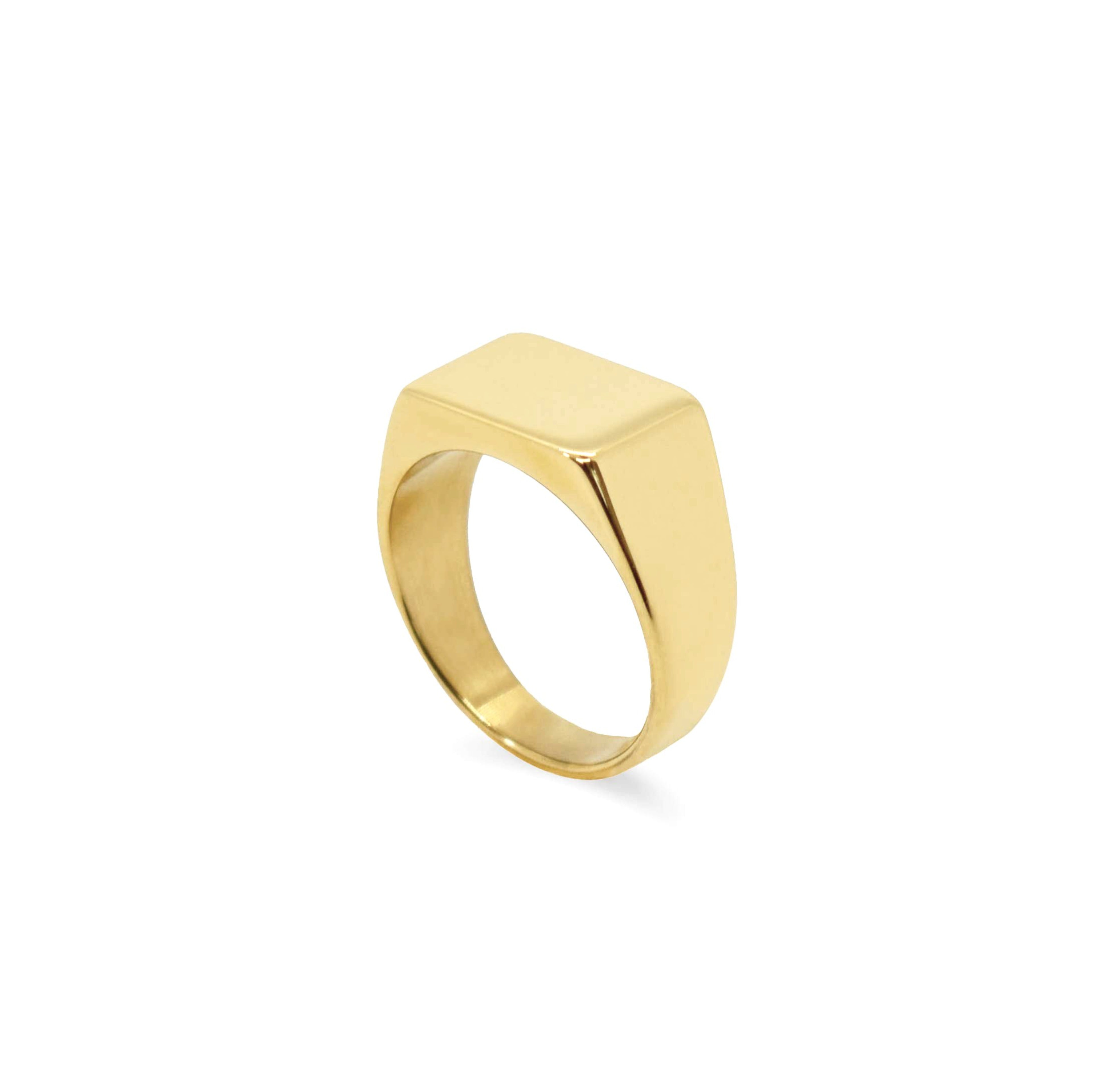 gold square signet ring waterproof jewelry