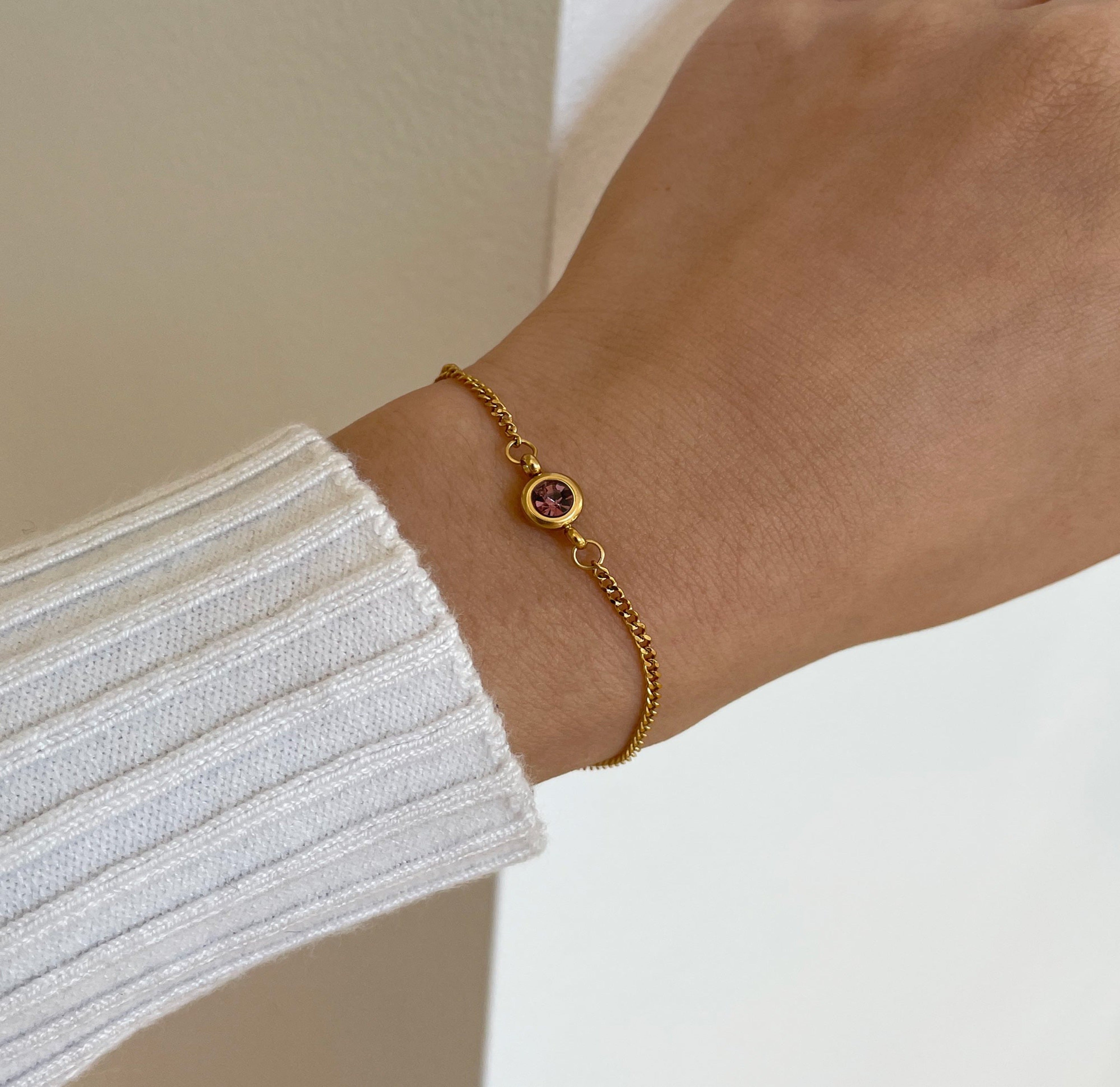 dainty gold birthstone bracelet
