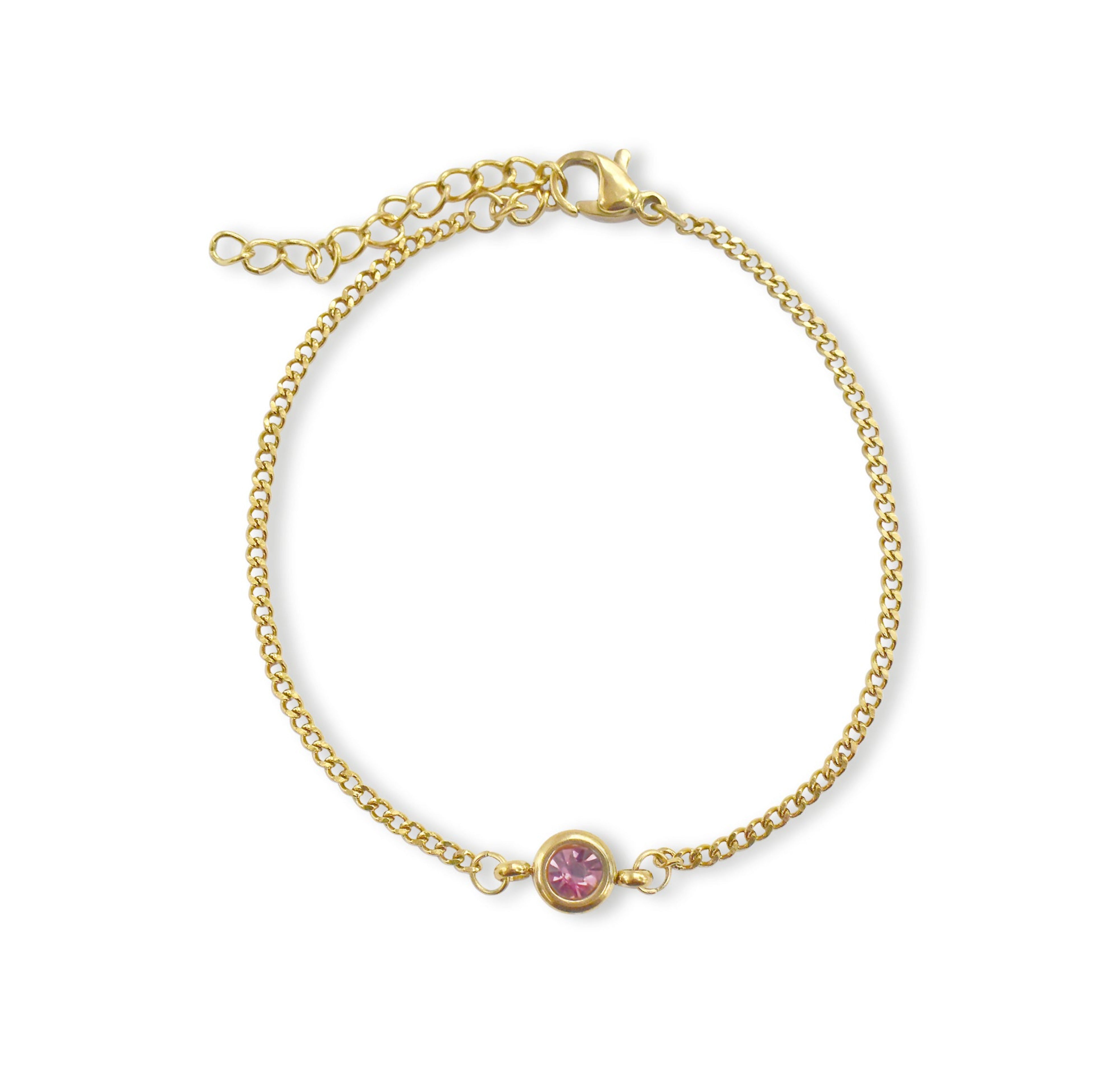 june birthstone dainty gold bracelet